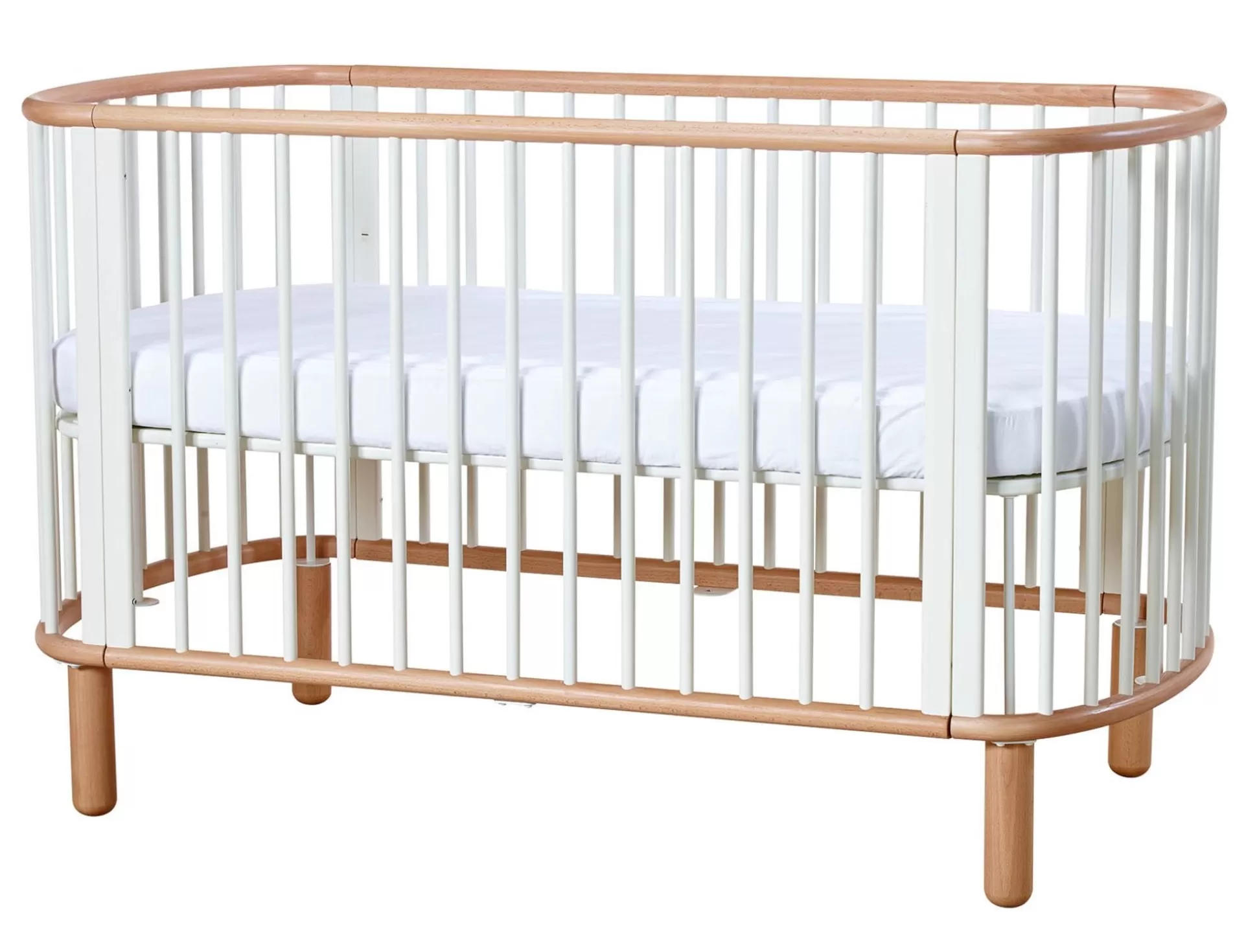 FLEXA Eenpersoonsbedden>Babybed White/Clear Lacquer Beech