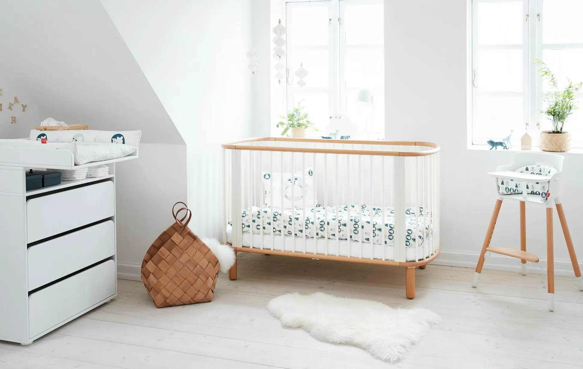 FLEXA Bedden Met Glijbaan>Babybed White/Clear Lacquer Beech