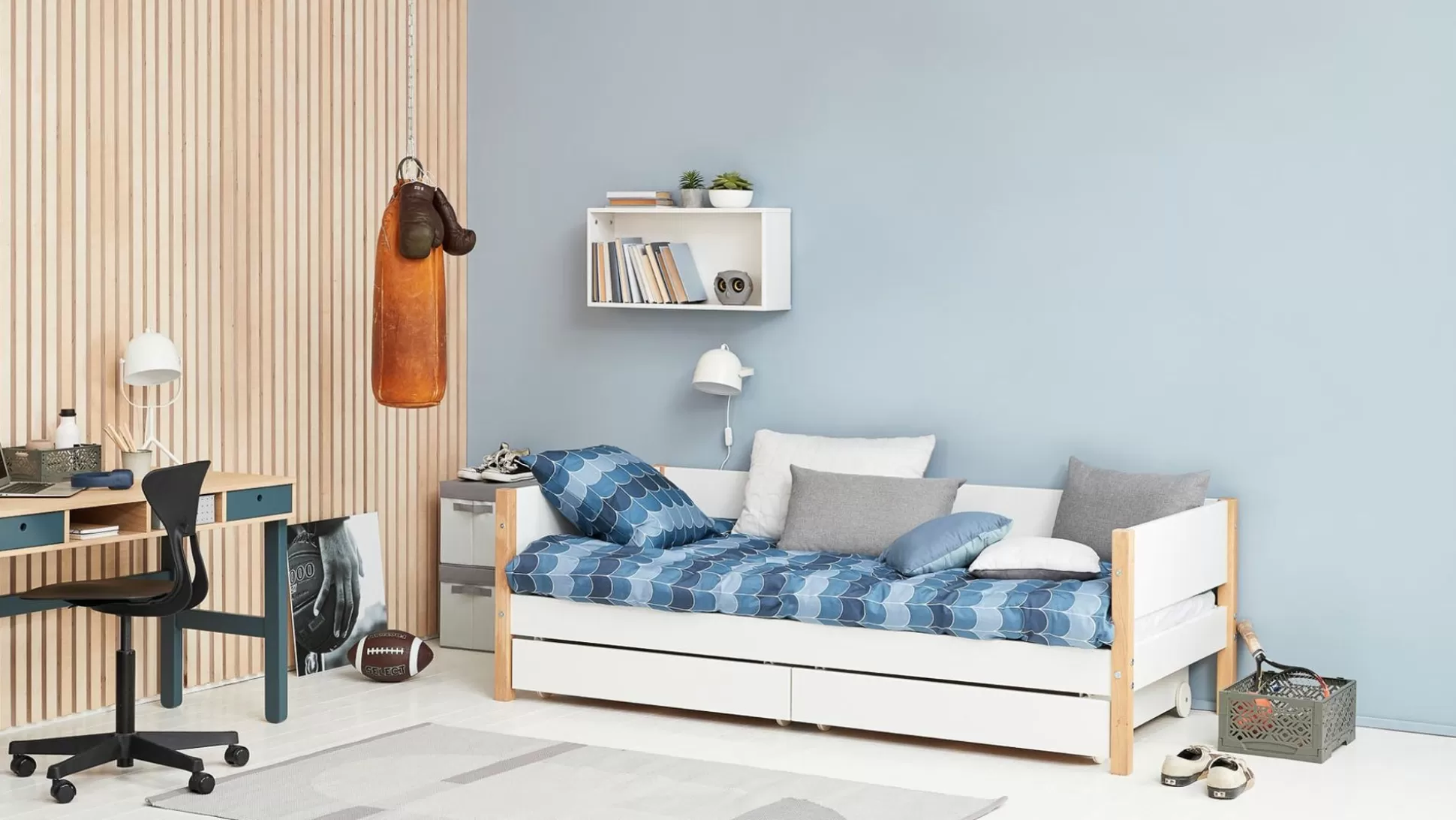 FLEXA Bedden Met Lades>Bedbank White/Oak