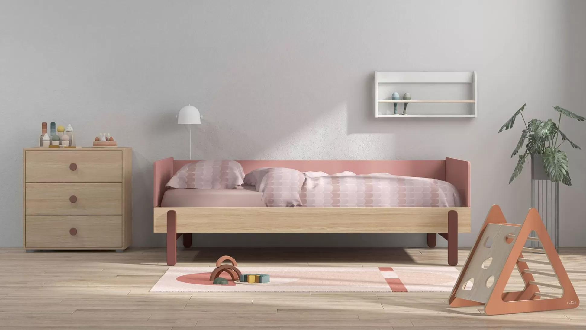 FLEXA Eenpersoonsbedden>Bedbank Cherry/Oak