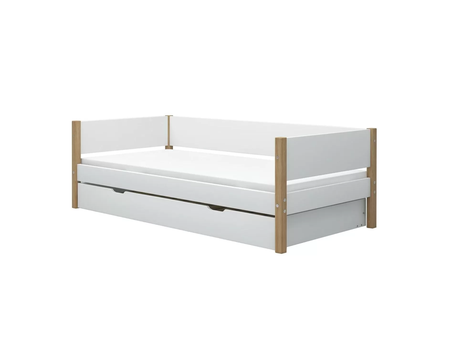 FLEXA Eenpersoonsbedden>Bedbank Met Onderschuifbed White/Oak