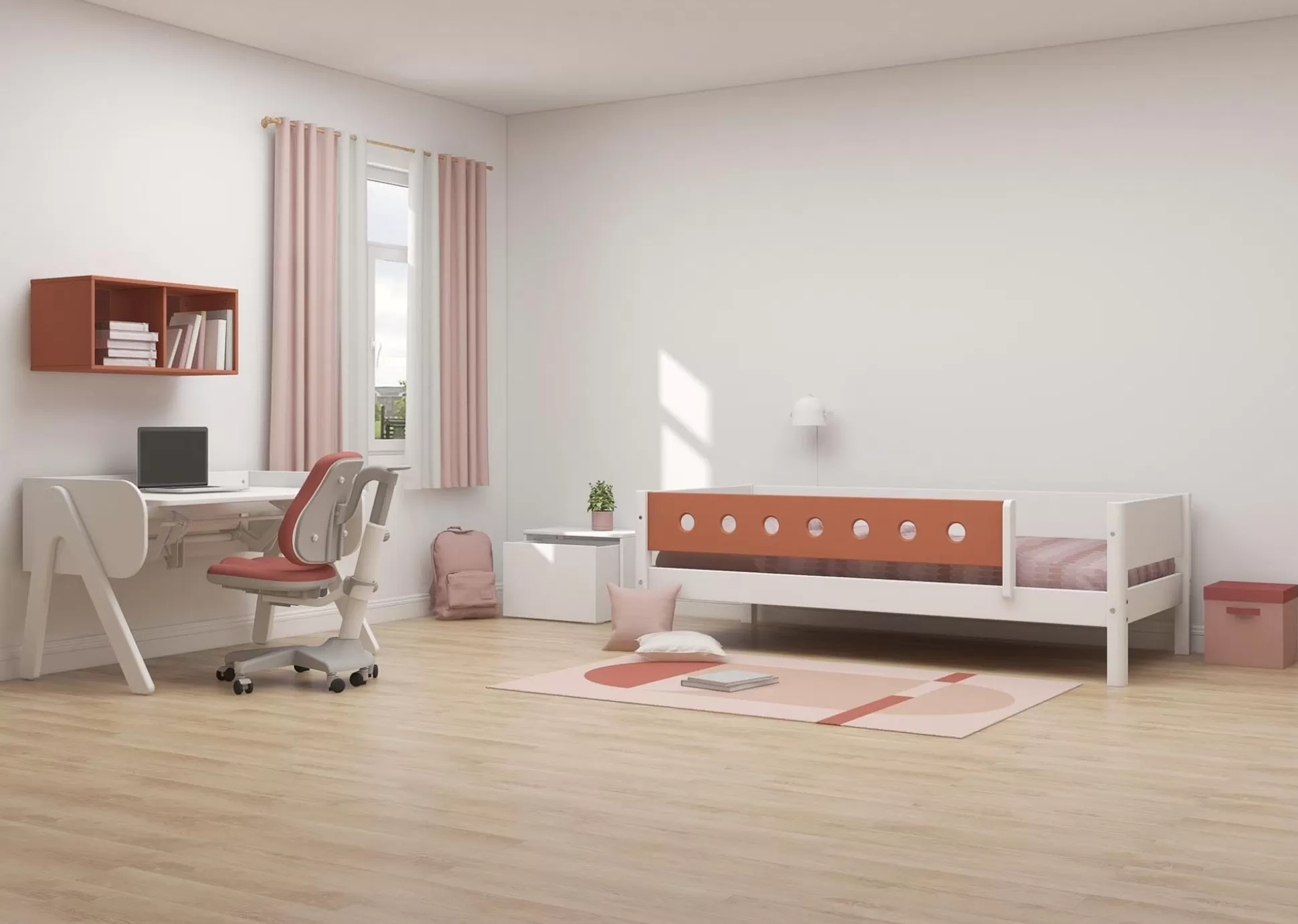 FLEXA Eenpersoonsbedden>Bedbank Met Uitvalbeveiliging White/Blush