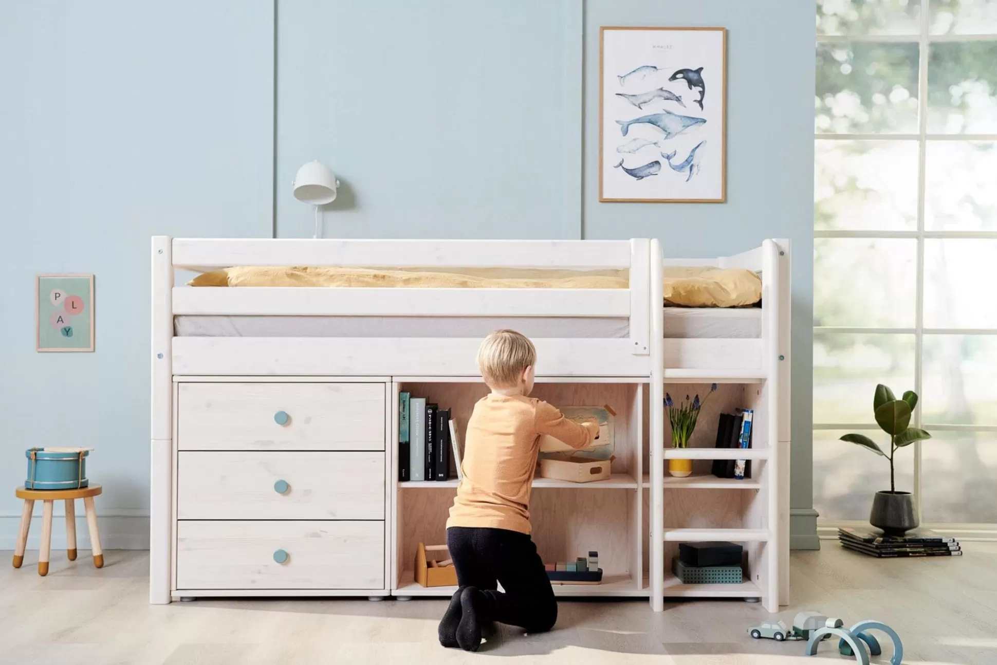 FLEXA Boekenkasten>Boekenkast, 6 Vakken White Washed Pine