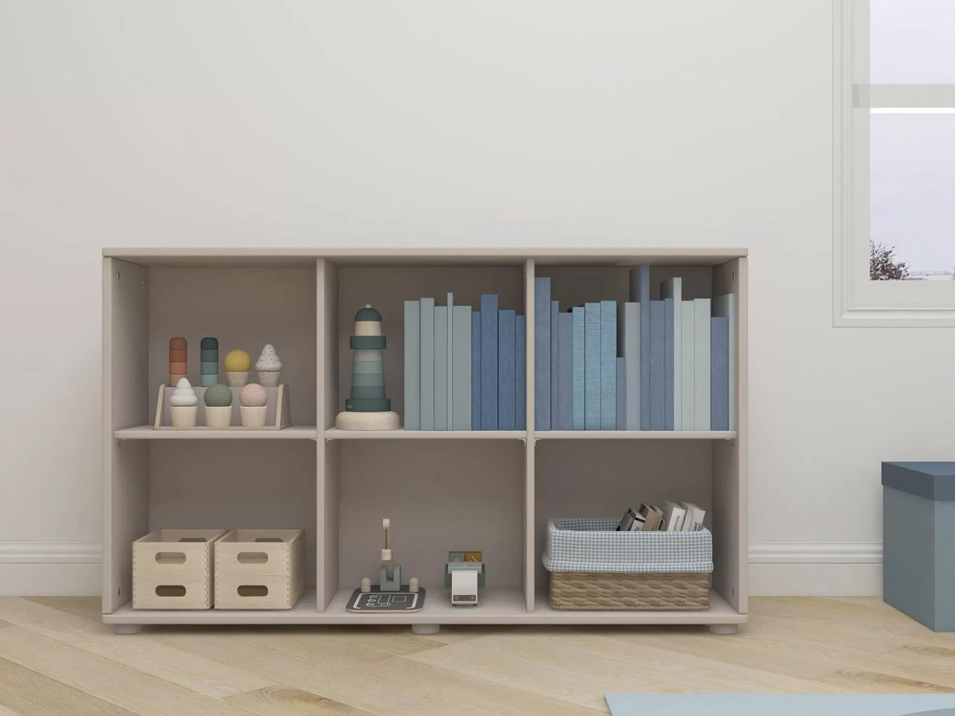 FLEXA Classic>Boekenkast, 6 Vakken Grey Washed Pine