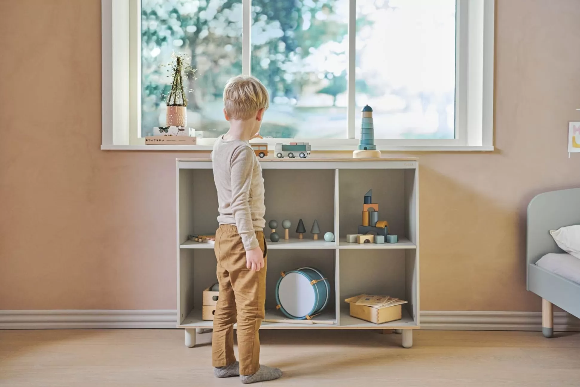 FLEXA Houten Speelgoed>Boekenkast - Midi Warm Grey/Birch Plywood