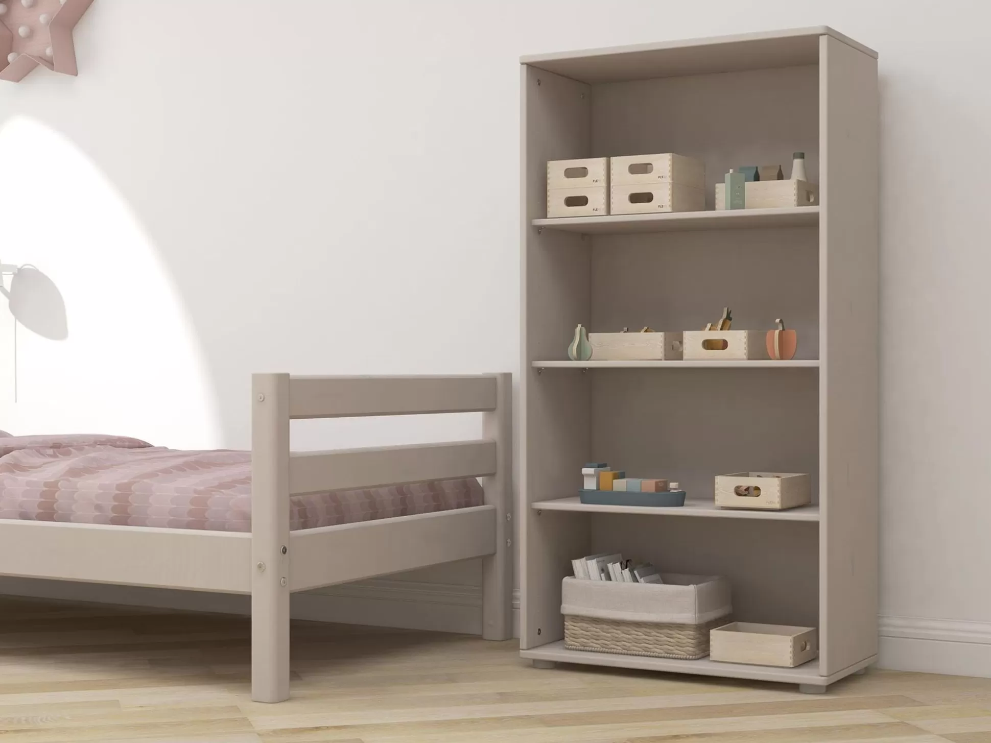 FLEXA Boekenkasten>Boekenkast Met 3 Planken Grey Washed Pine