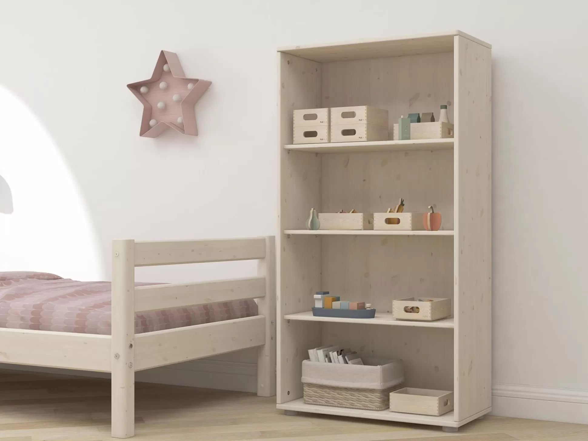 FLEXA Boekenkasten>Boekenkast Met 3 Planken White Washed Pine