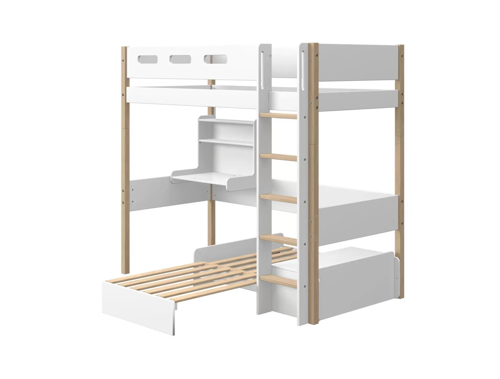 FLEXA Bedden Met Onderschuifbed>Casa Hoogslaper White/Oak