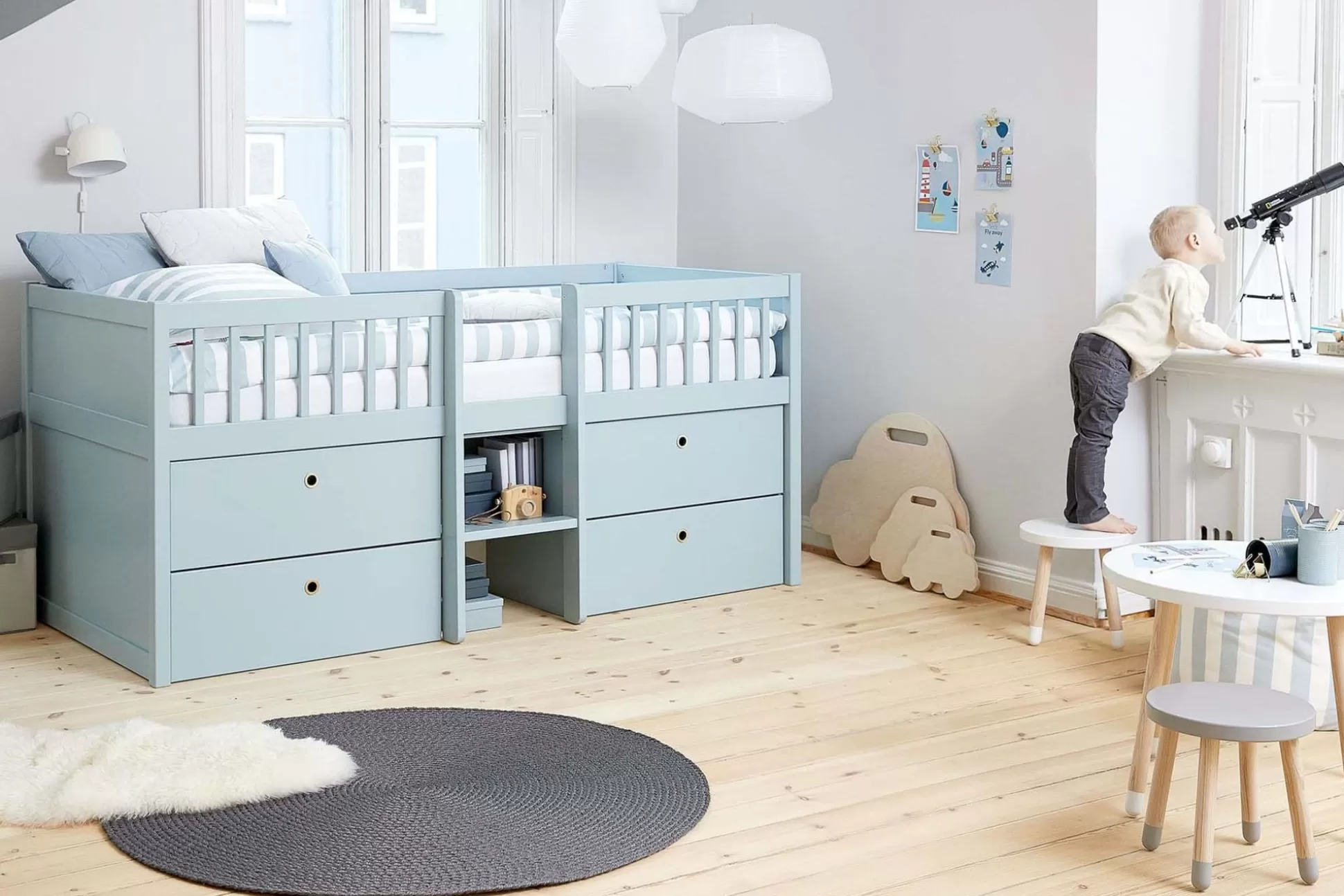 FLEXA Bedden Met Lades>Eenpersoonsbed Blue-Ish