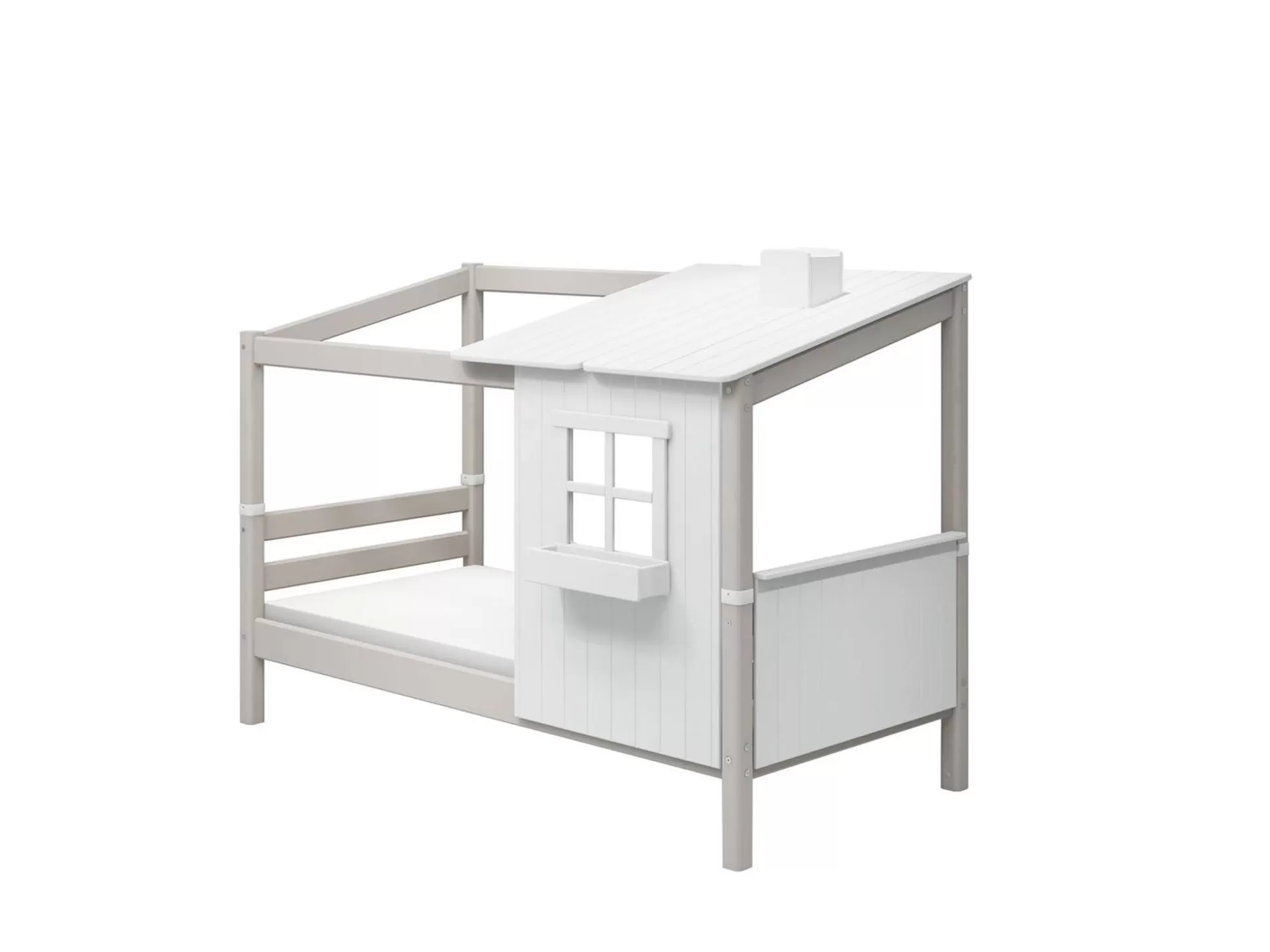 FLEXA Huisbed - Onderdelen>Eenpersoonsbed M. 1/2 Classic-Huis White/Grey Washed Pine