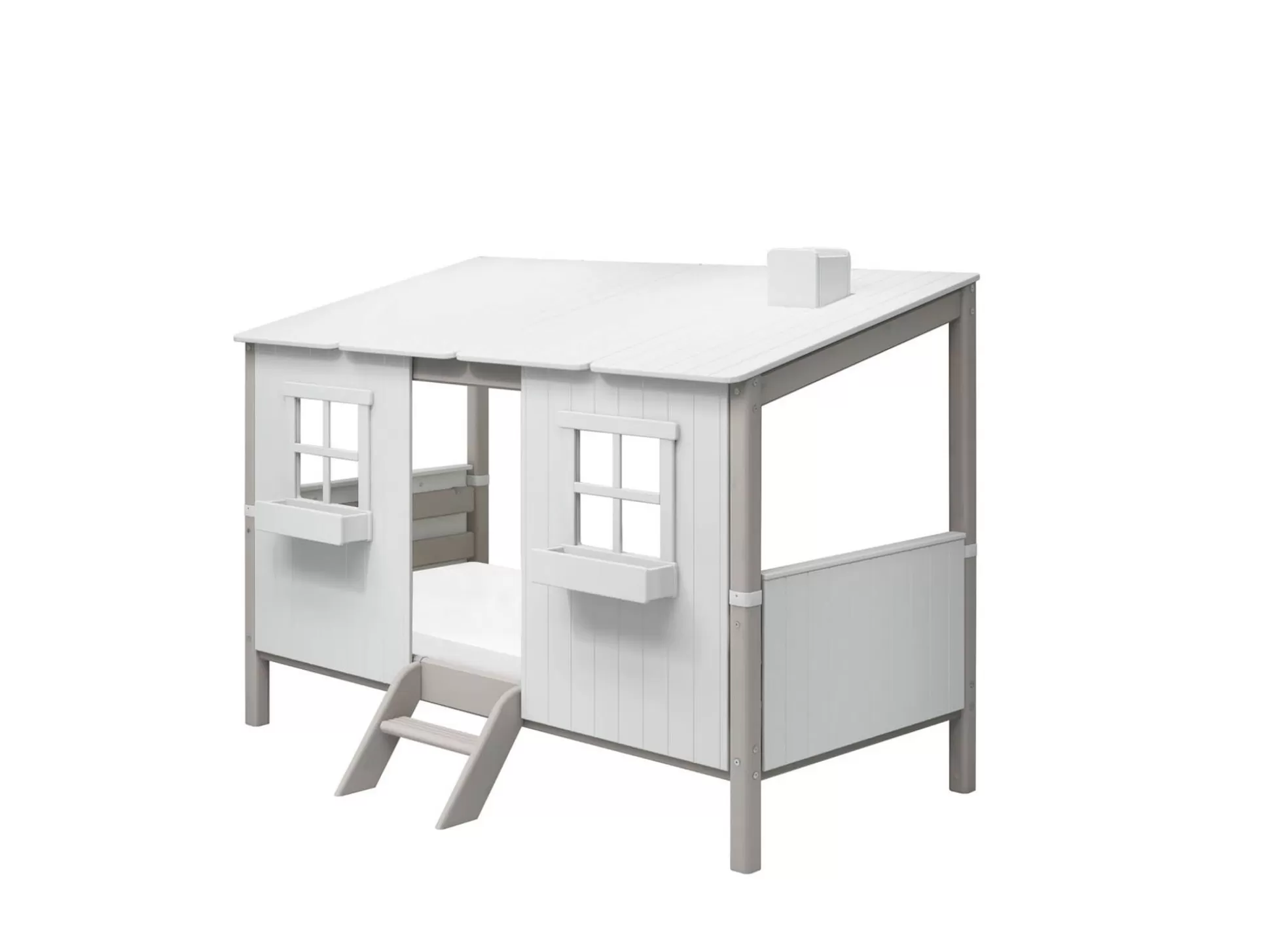 FLEXA Huisbed - Onderdelen>Eenpersoonsbed Met Classic-Huis White/Grey Washed Pine