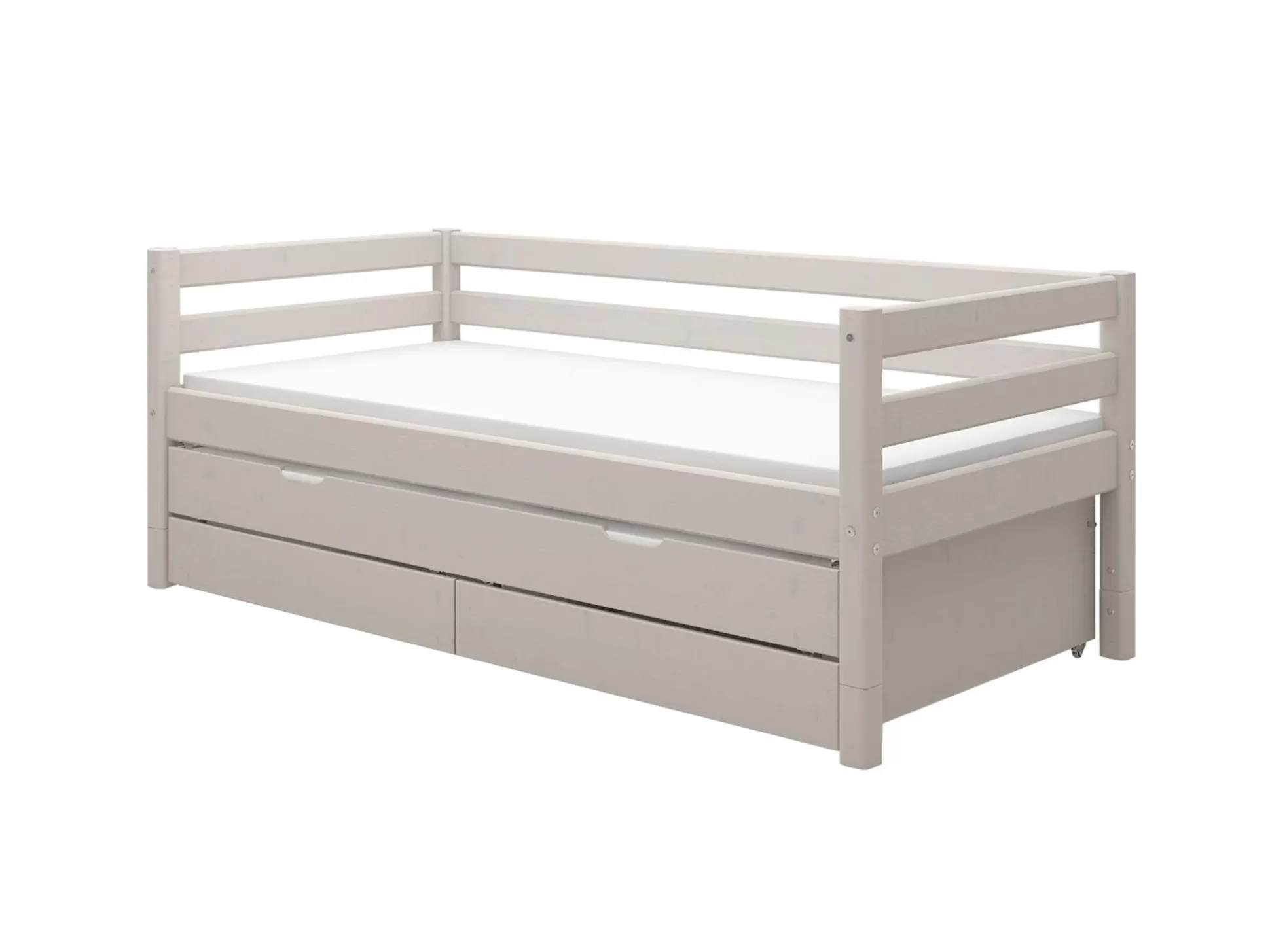 FLEXA Eenpersoonsbedden>Eenpersoonsbed Met Uitschuifbaar Bed Grey Washed Pine