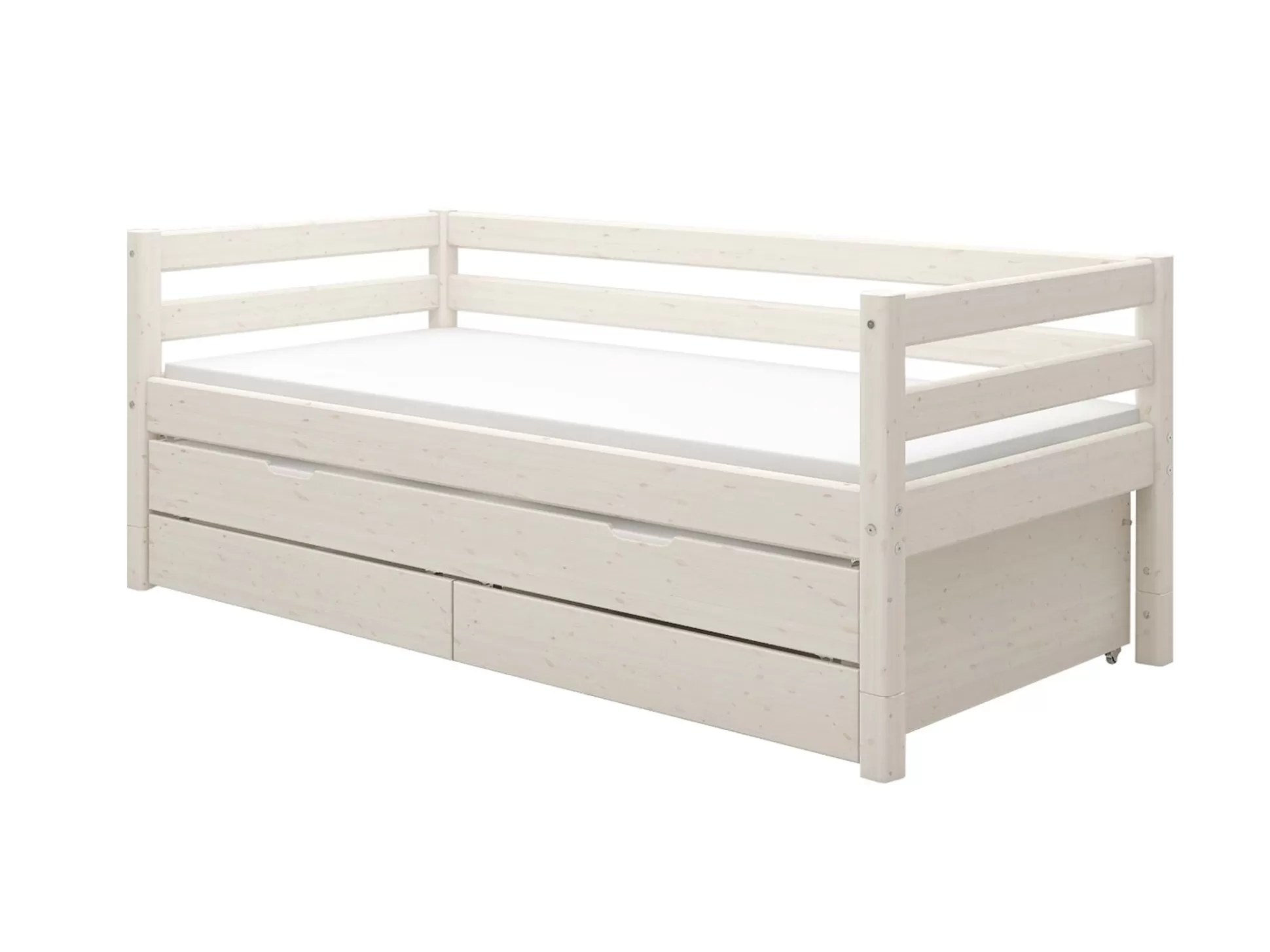 FLEXA 90X200>Eenpersoonsbed Met Uitschuifbaar Bed White Washed Pine