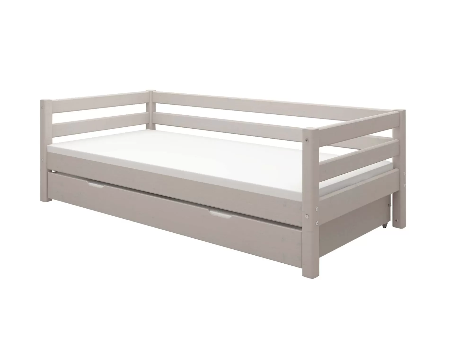 FLEXA Eenpersoonsbedden>Eenpersoonsbed Met Uitschuifbaar Bed Grey Washed Pine