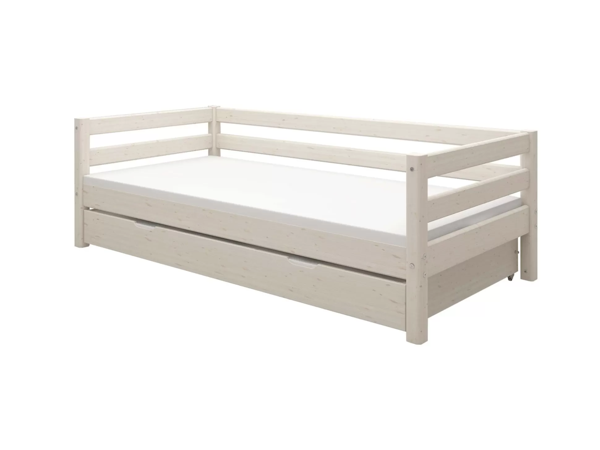 FLEXA Bedden Met Onderschuifbed>Eenpersoonsbed Met Uitschuifbaar Bed White Washed Pine