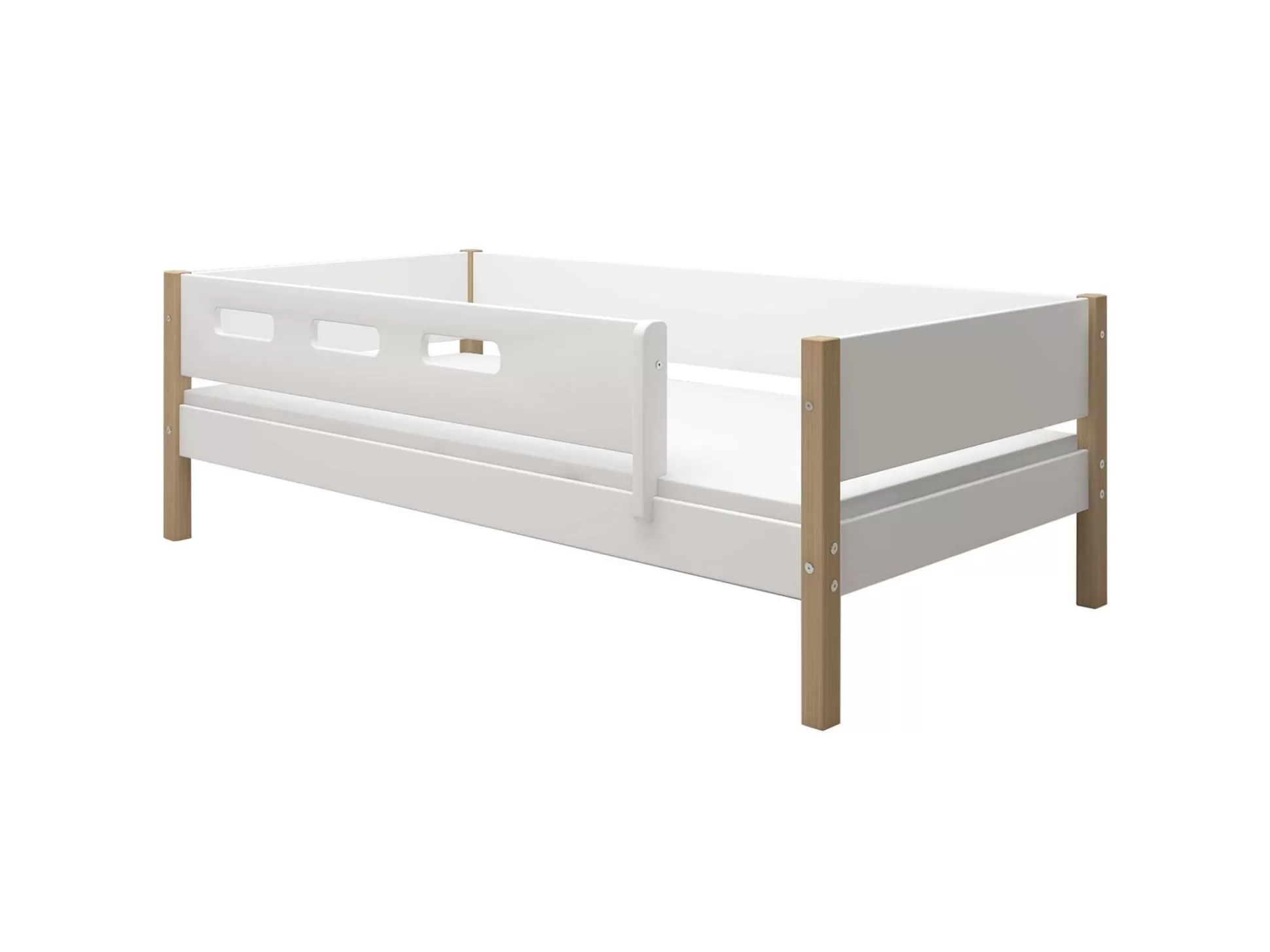 FLEXA Eenpersoonsbedden>Eenpersoonsbed Met Uitvalbeveiliging White/Oak