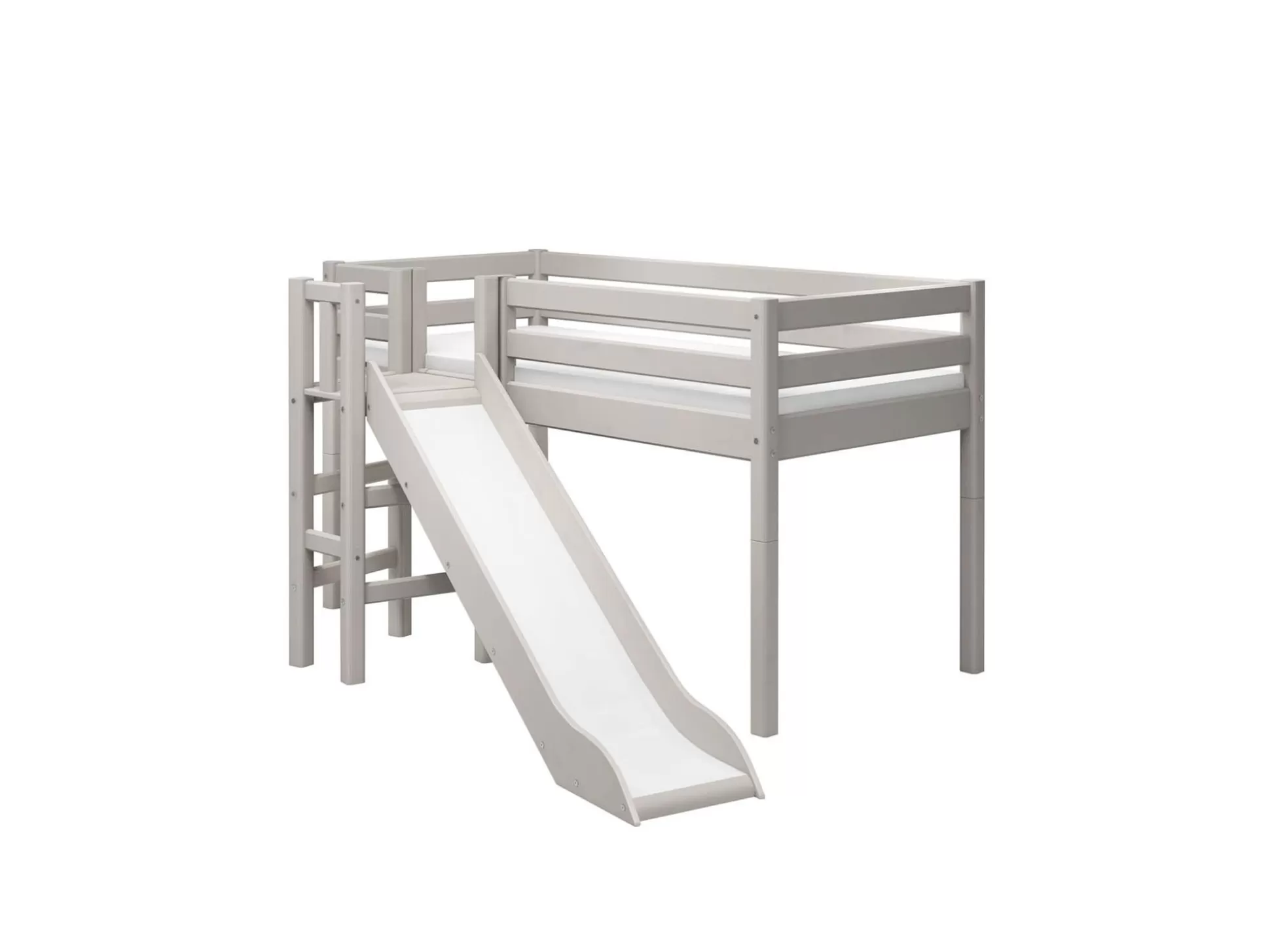 FLEXA Bedden Met Glijbaan>Halfhoogslaper M. Platform En Glijbaan Grey Washed Pine