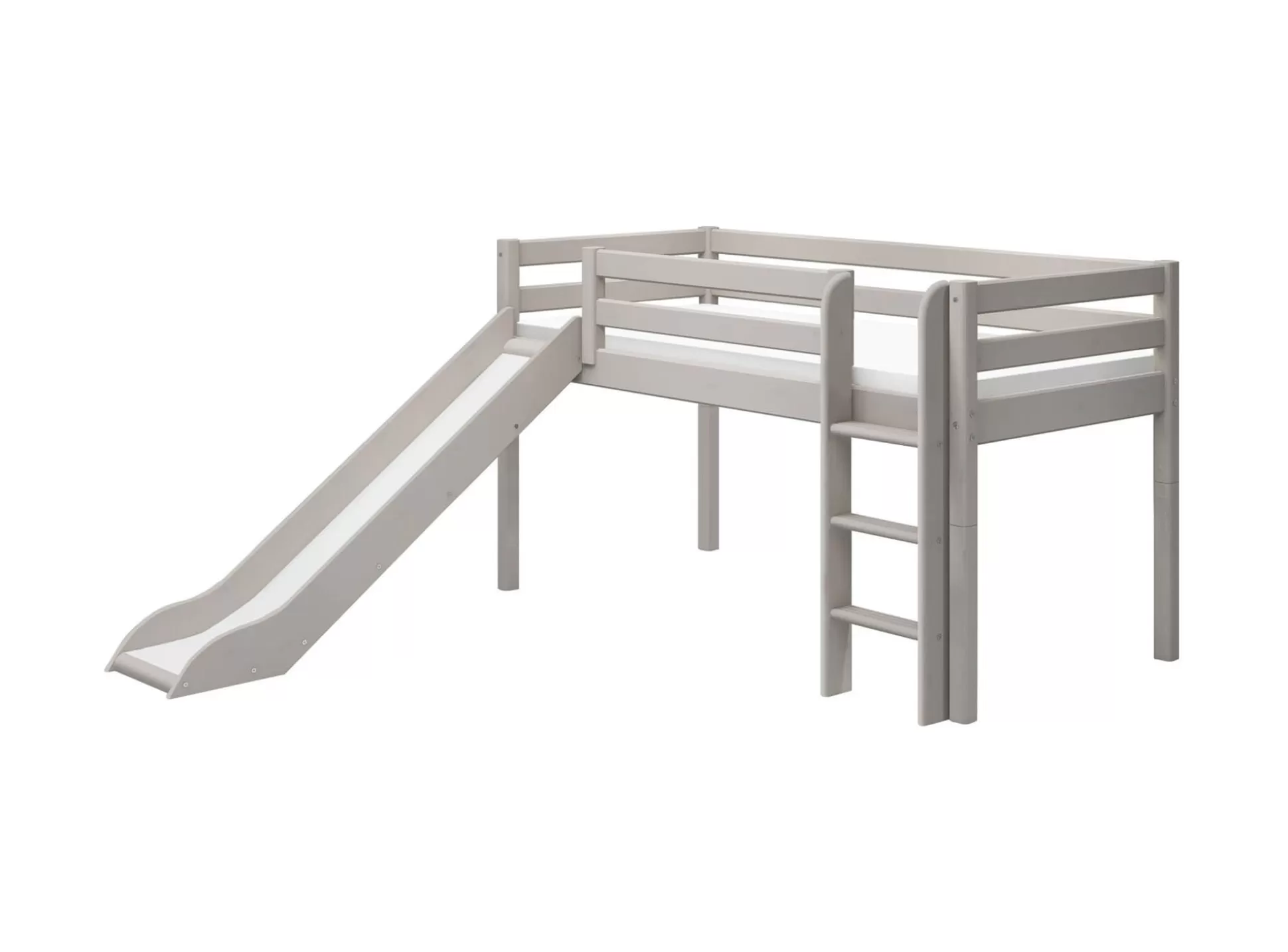 FLEXA Bedden Met Glijbaan>Halfhoogslaper M. Rechte Ladder En Glijbaan Grey Washed Pine