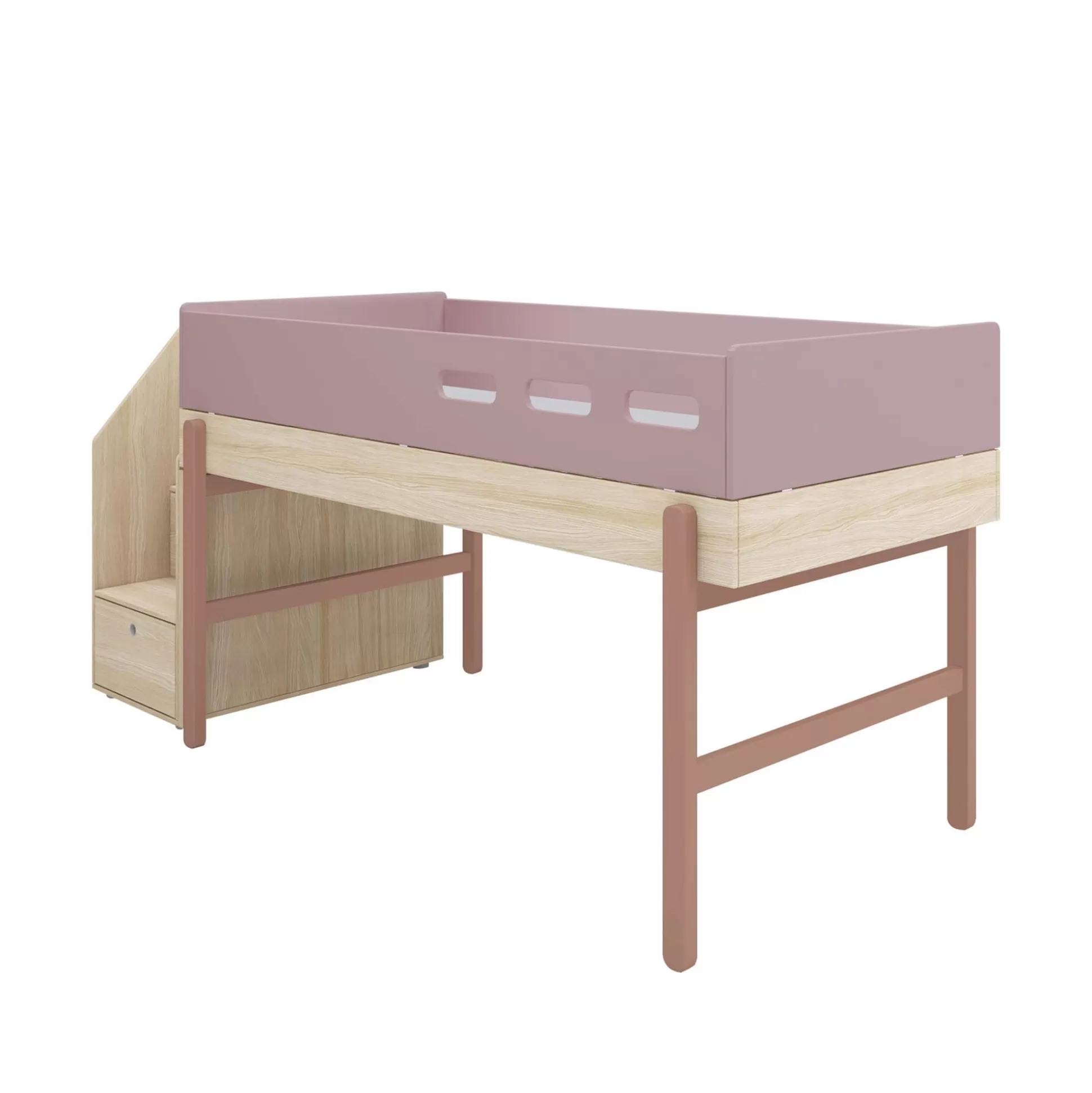 FLEXA Bedden Met Lades>Halfhoogslaper Met Trap Cherry/Oak