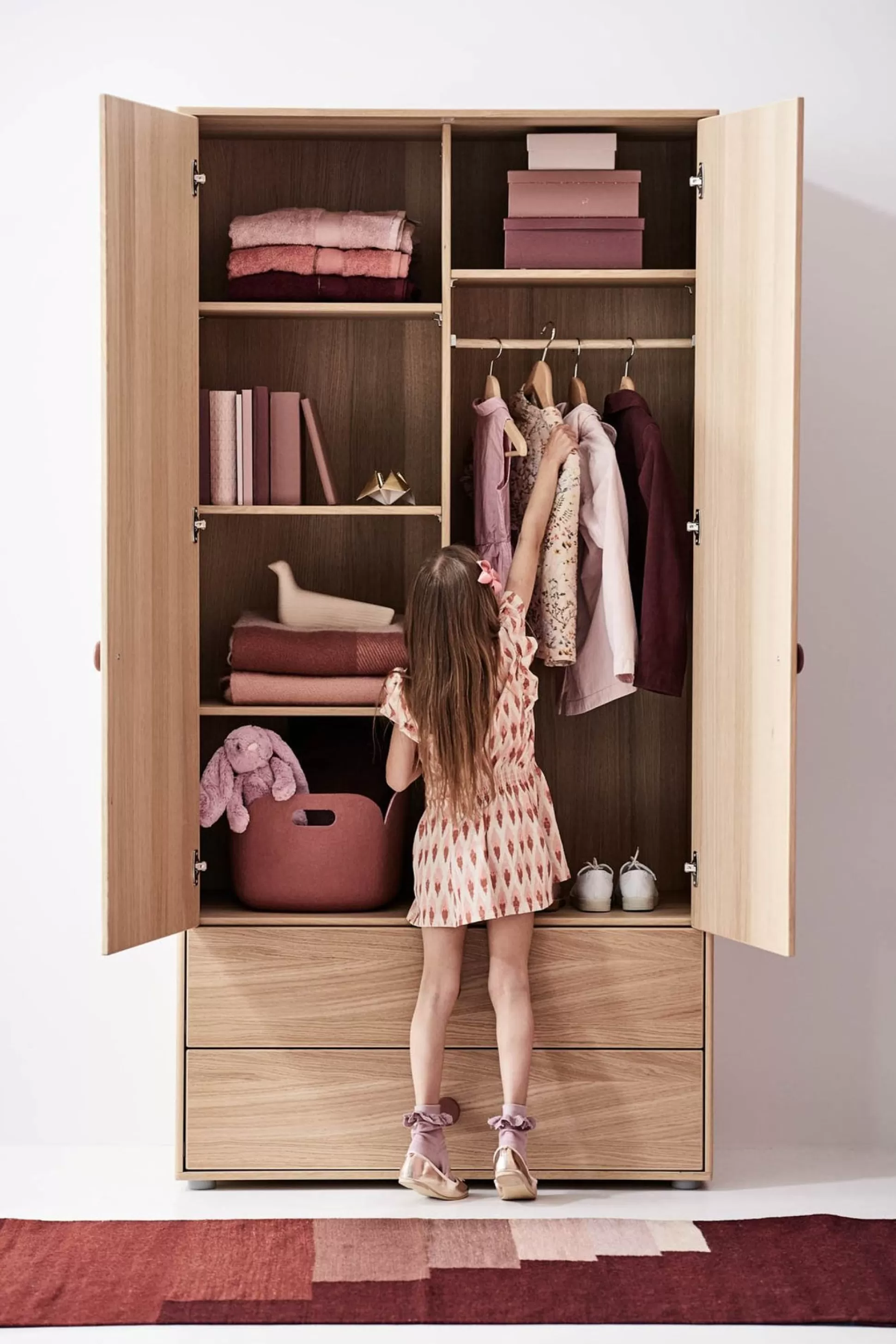 FLEXA Kleidingkasten>Hoge Kledingkast Cherry/Oak