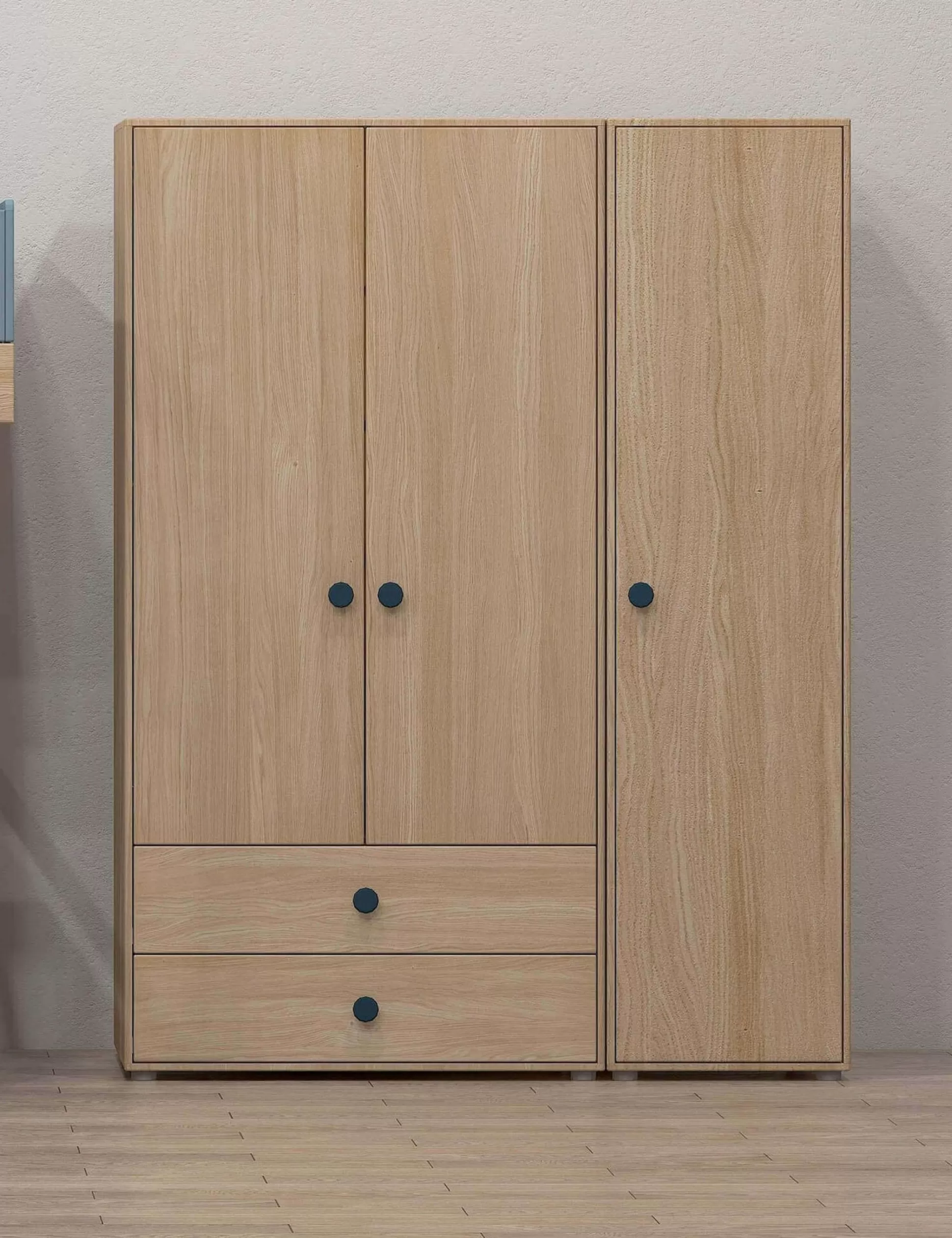 FLEXA Kleidingkasten>Hoge Kledingkast, 1-Deurs Blueberry/Oak