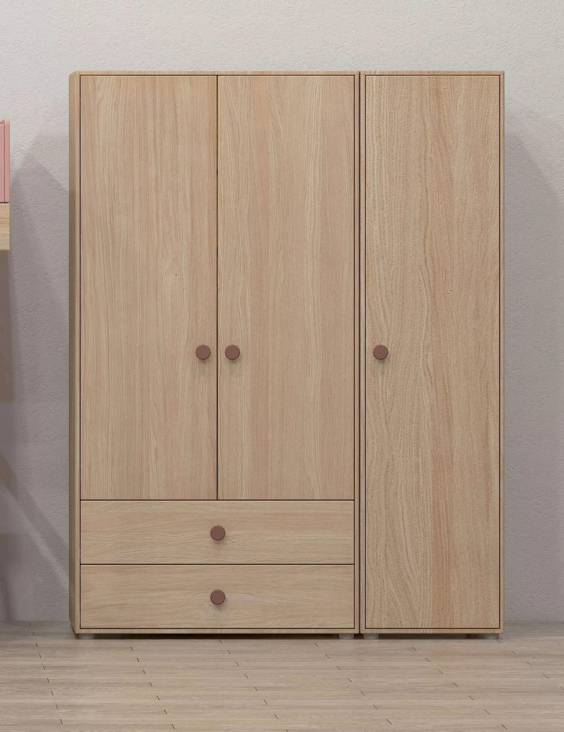 FLEXA Kleidingkasten>Hoge Kledingkast, 1-Deurs Cherry/Oak