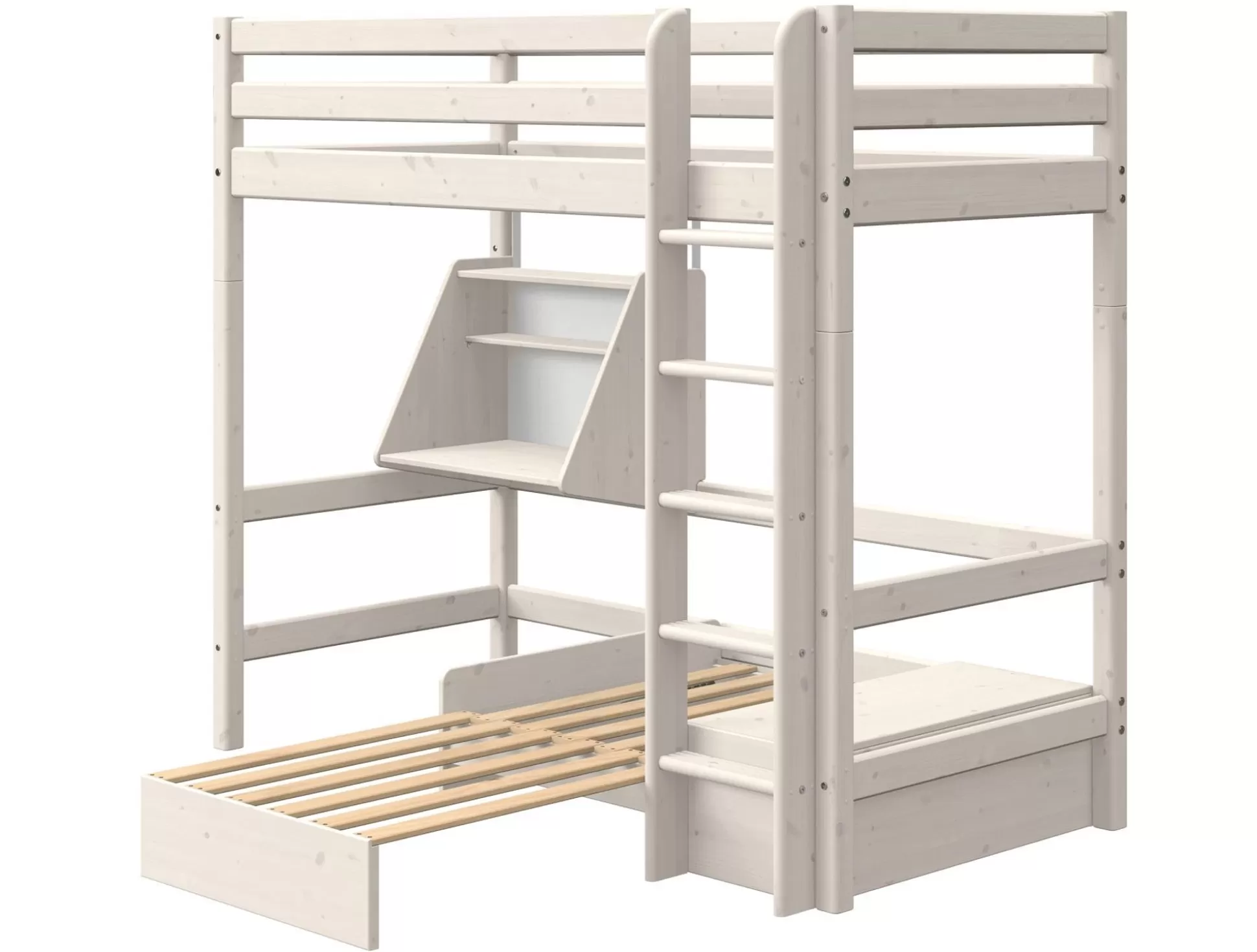 FLEXA Bedden Met Onderschuifbed>Hoogslaper Met Casa Module White Washed Pine