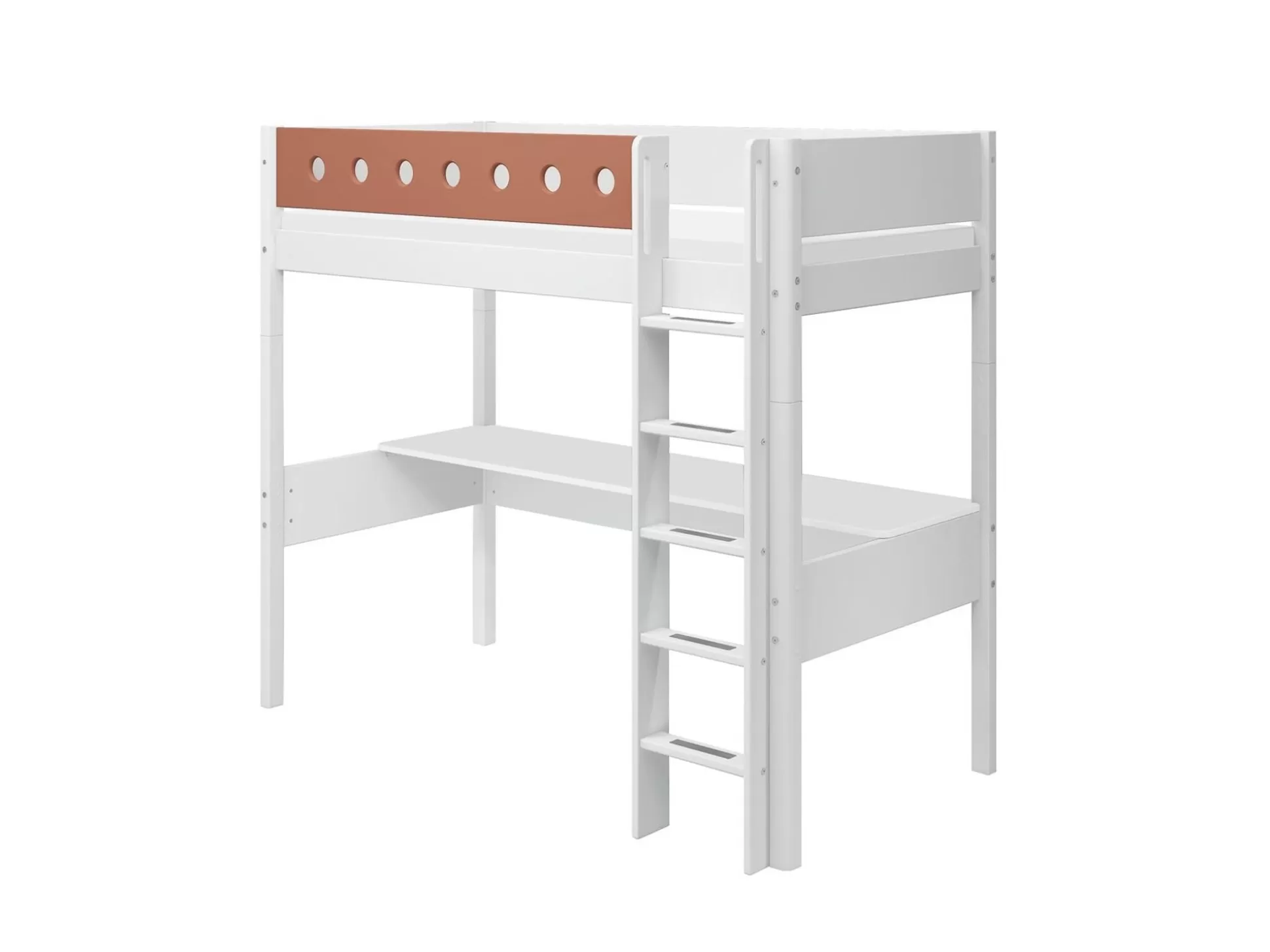 FLEXA 90X200>Hoogslaper Met Rechte Ladder White/Blush