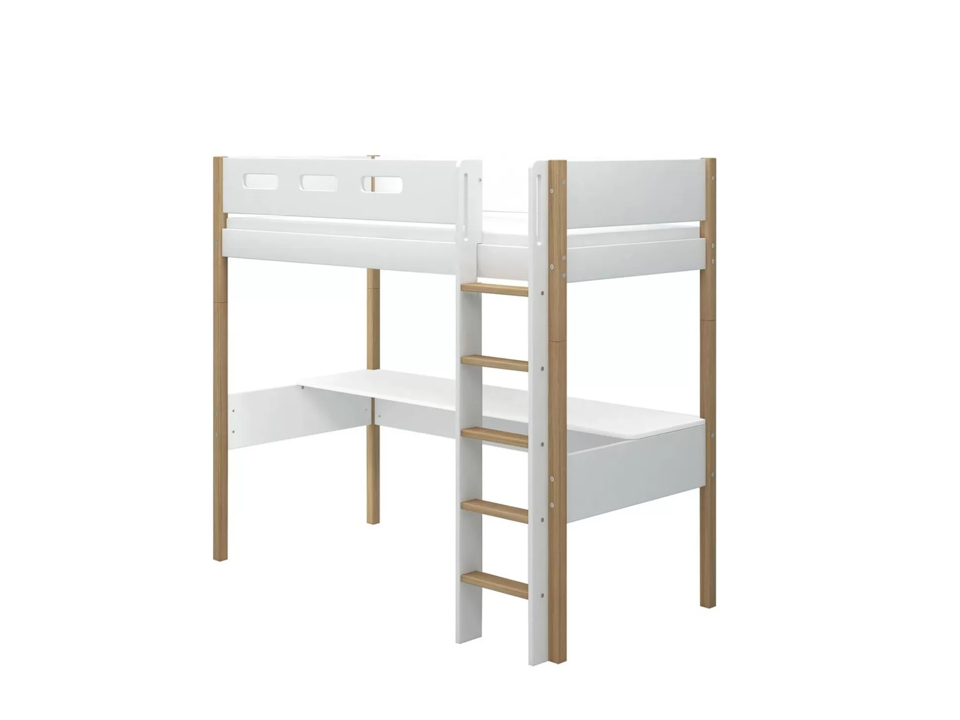 FLEXA Hoogslapers>Hoogslaper Met Rechte Ladder En Bureau White/Oak