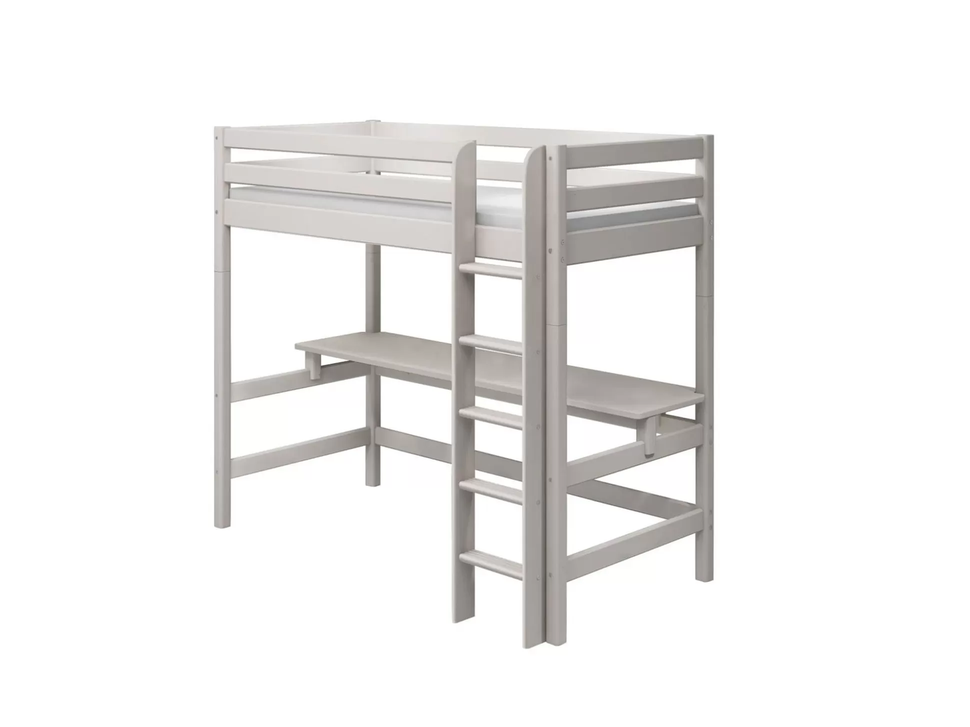 FLEXA Hoogslapers>Hoogslaper Met Rechte Ladder En Bureau Grey Washed Pine