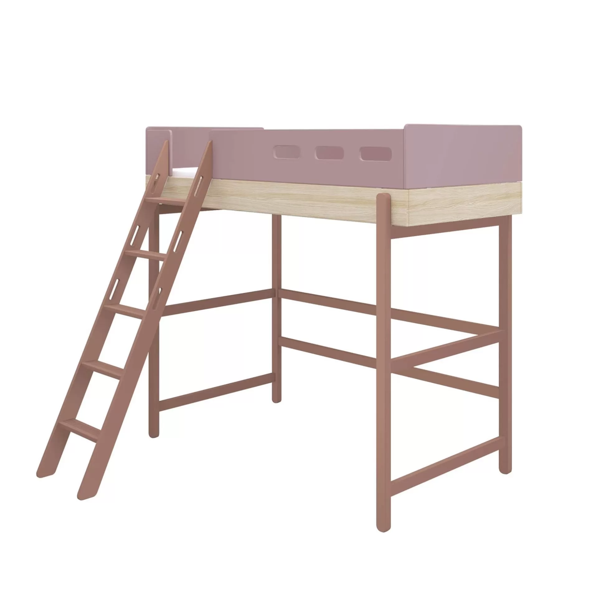 FLEXA 90X200>Hoogslaper Met Schuine Ladder Cherry/Oak