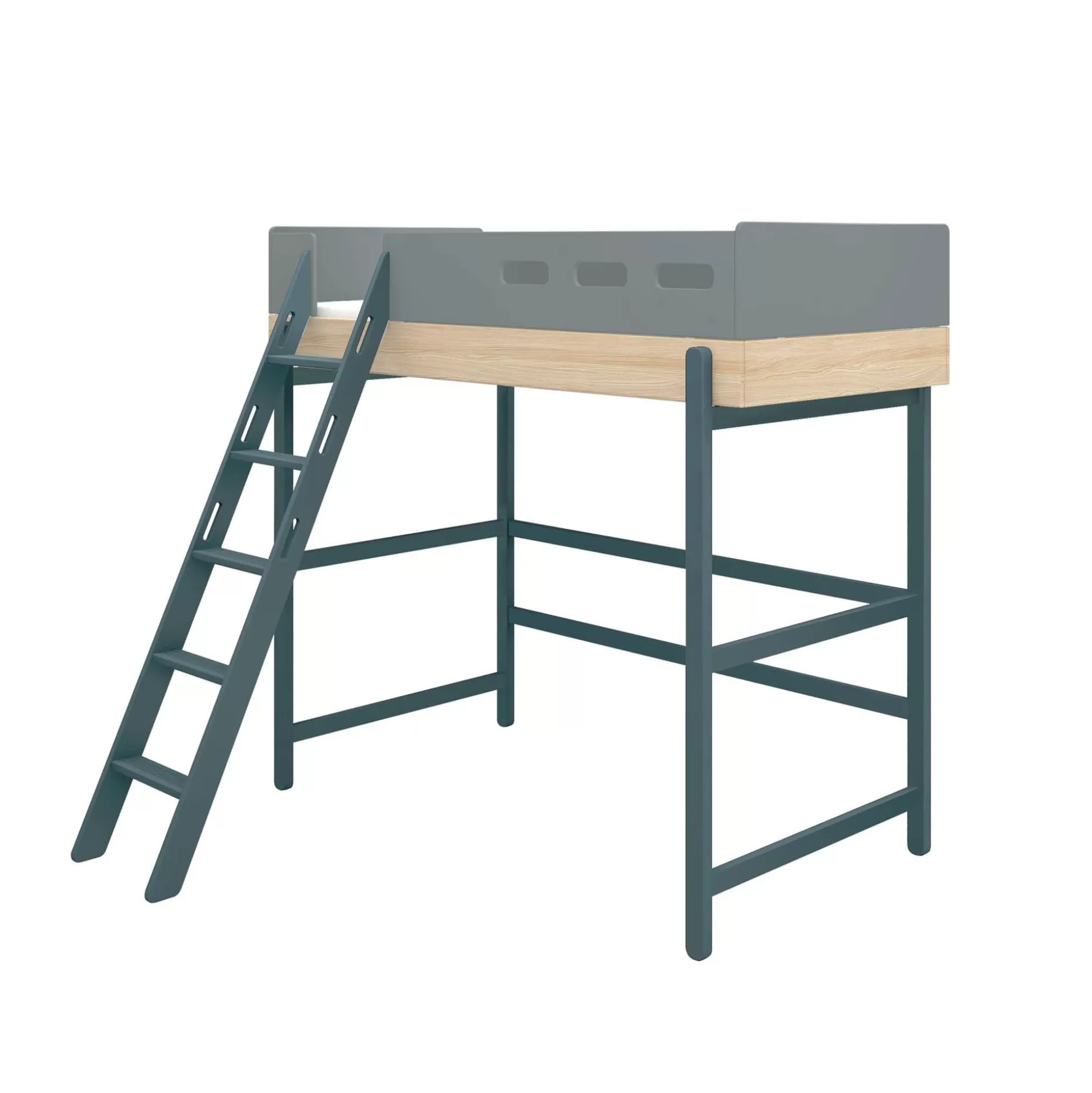 FLEXA 90X200>Hoogslaper Met Schuine Ladder Blueberry/Oak