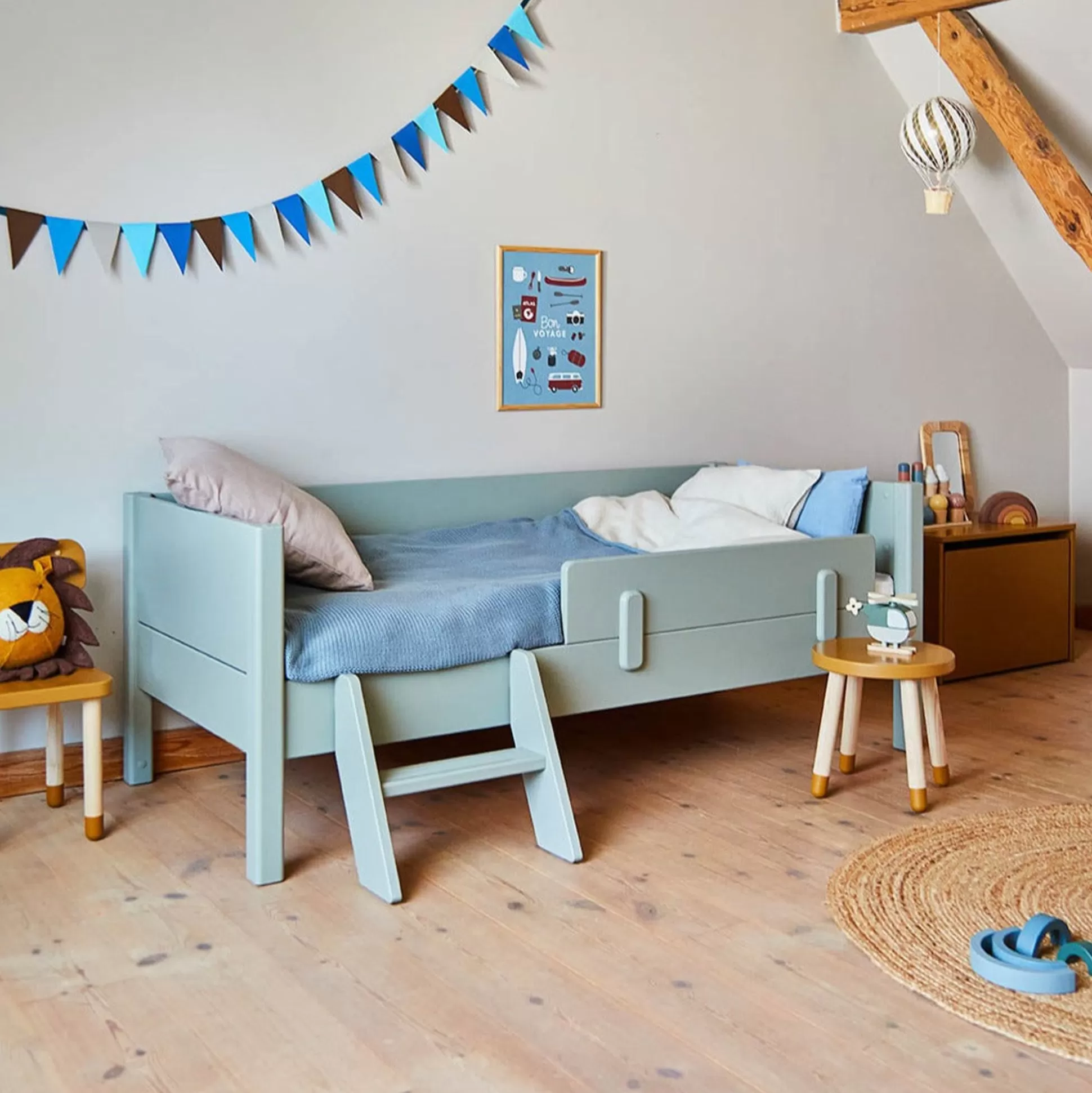 FLEXA Juniorbed>Juniorbed Met Uitvalbeveiliging En Ladder Green