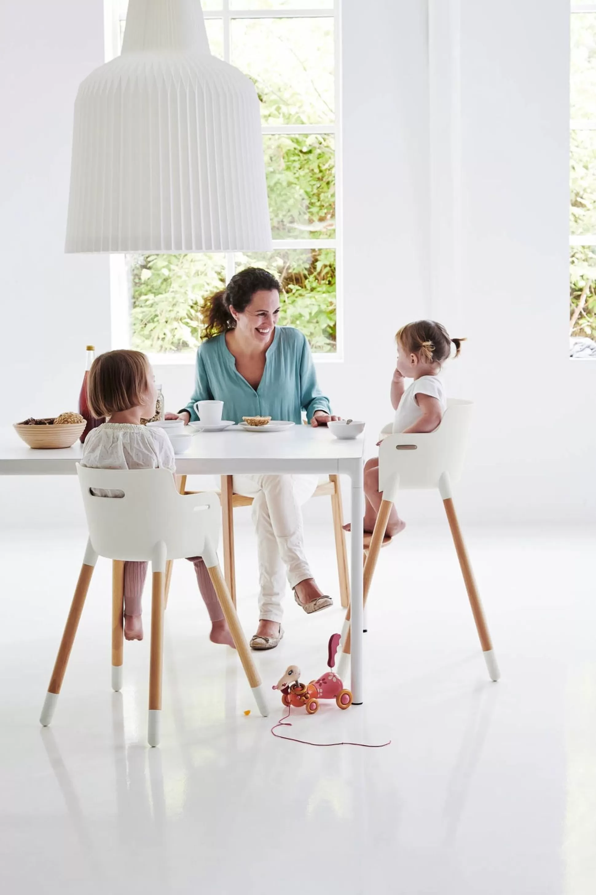 FLEXA Babystoelen>Kinderstoel Met Veiligheidsbeugel White/Clear Lacquer Beech