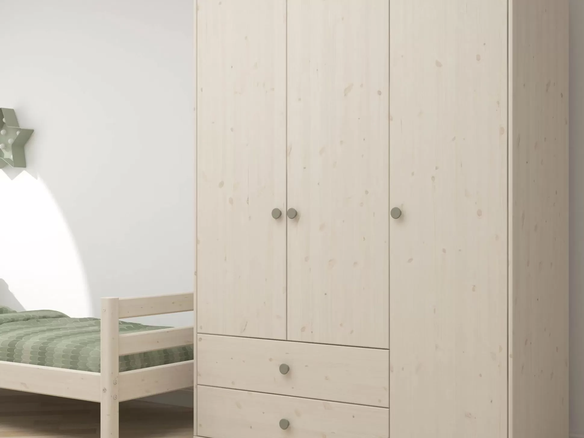 FLEXA Kleidingkasten>Kledingkast Natural Green/White Washed Pine