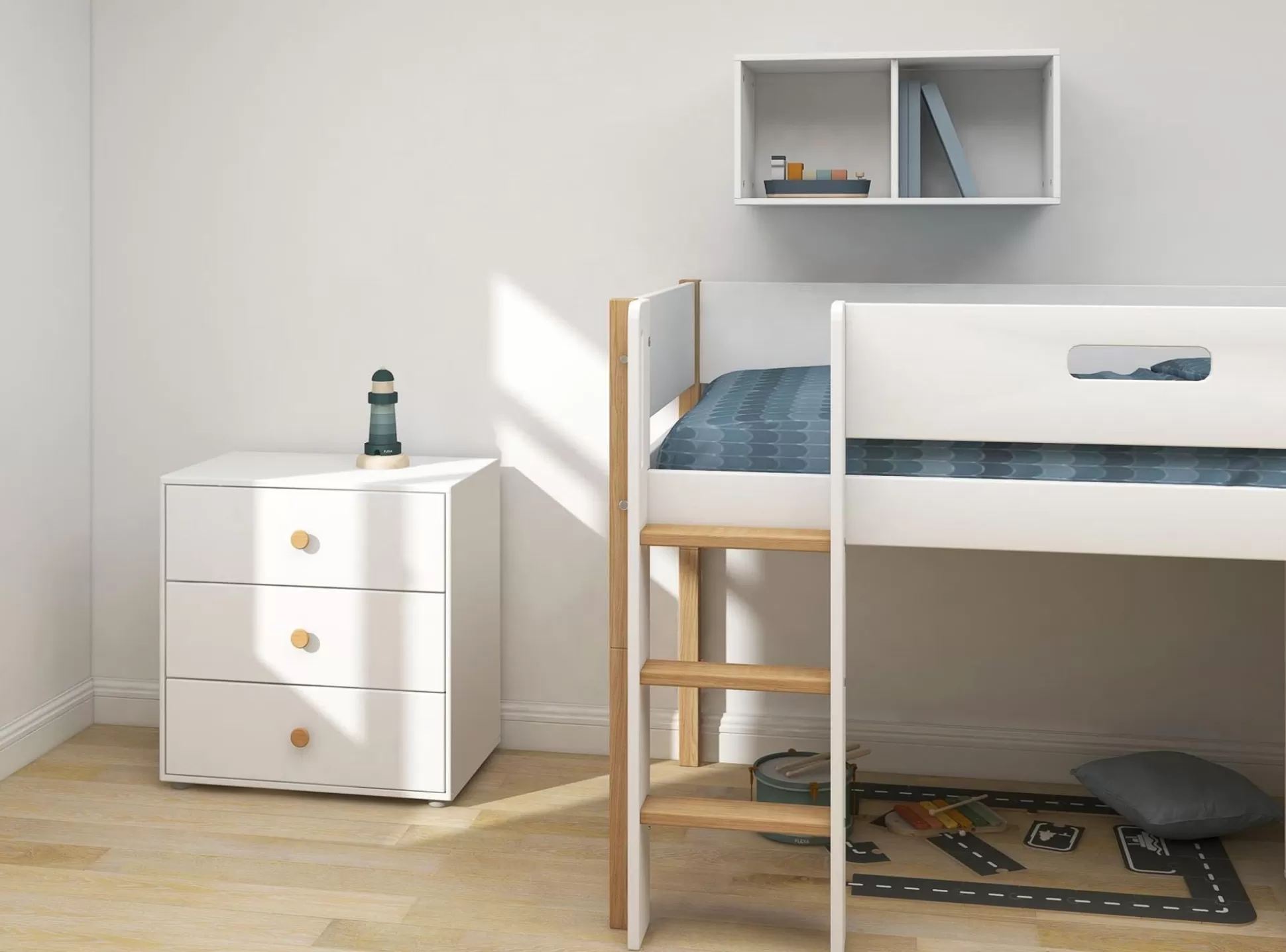 FLEXA Ladekasten>Ladekast, 3 Laden White/Oak