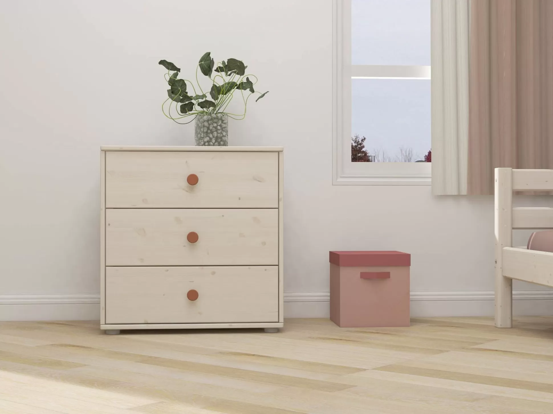 FLEXA Ladekasten>Ladekast Met 3 Laden Light Blush/White Washed Pine