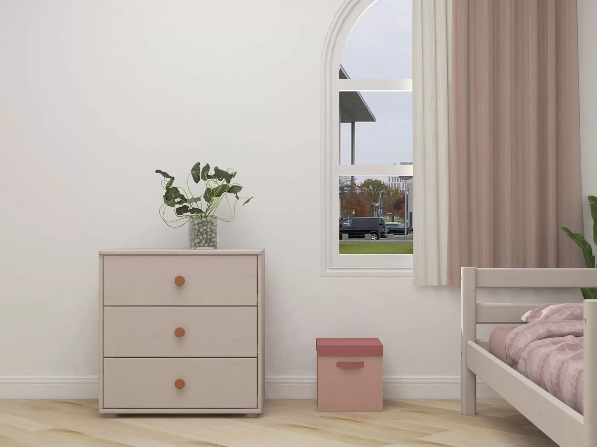 FLEXA Ladekasten>Ladekast Met 3 Laden Light Blush/Grey Washed Pine