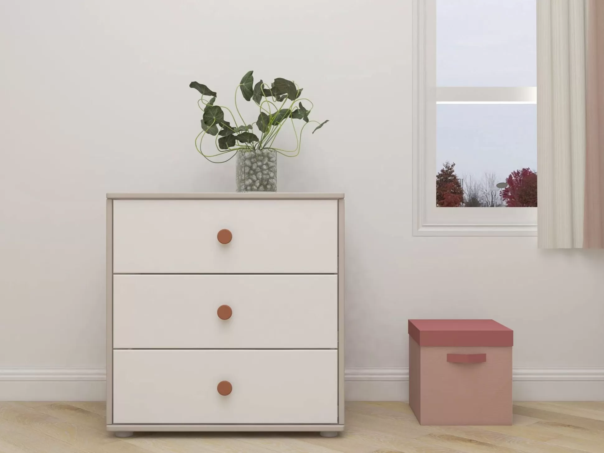 FLEXA Classic>Ladekast Met 3 Laden Light Blush/Grey Washed Pine