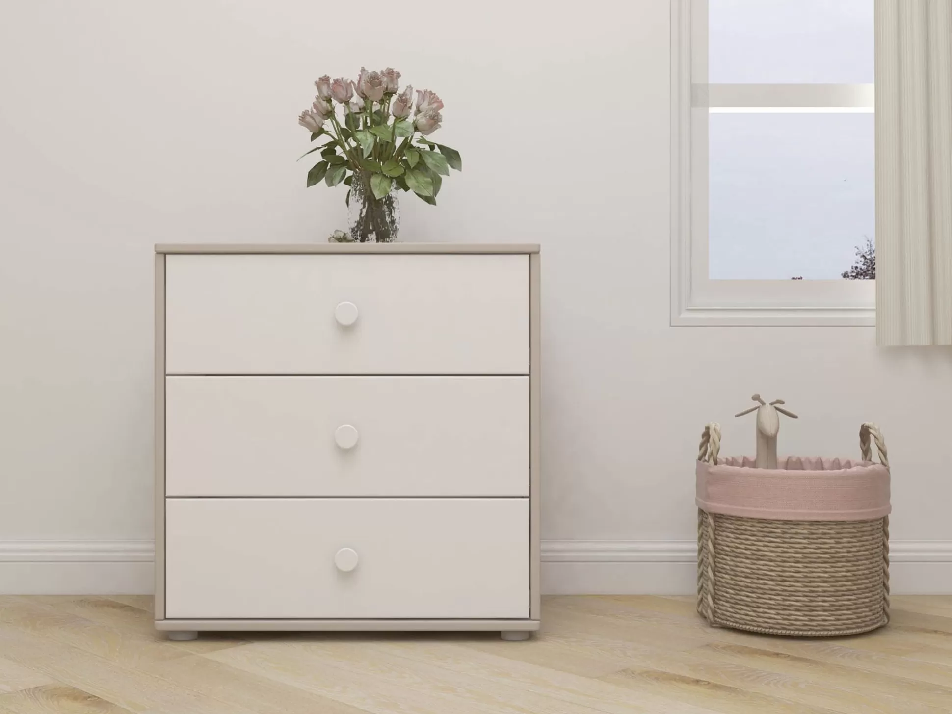 FLEXA Ladekasten>Ladekast Met 3 Laden White/Grey Washed Pine