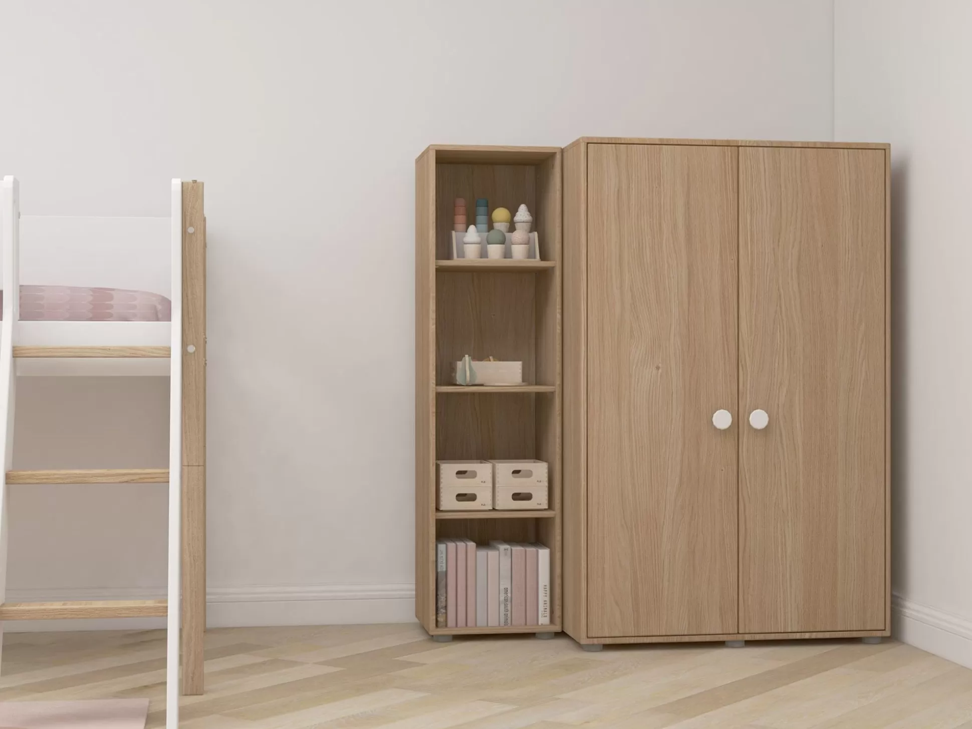 FLEXA Kleidingkasten>Lage Kledingkast White/Oak