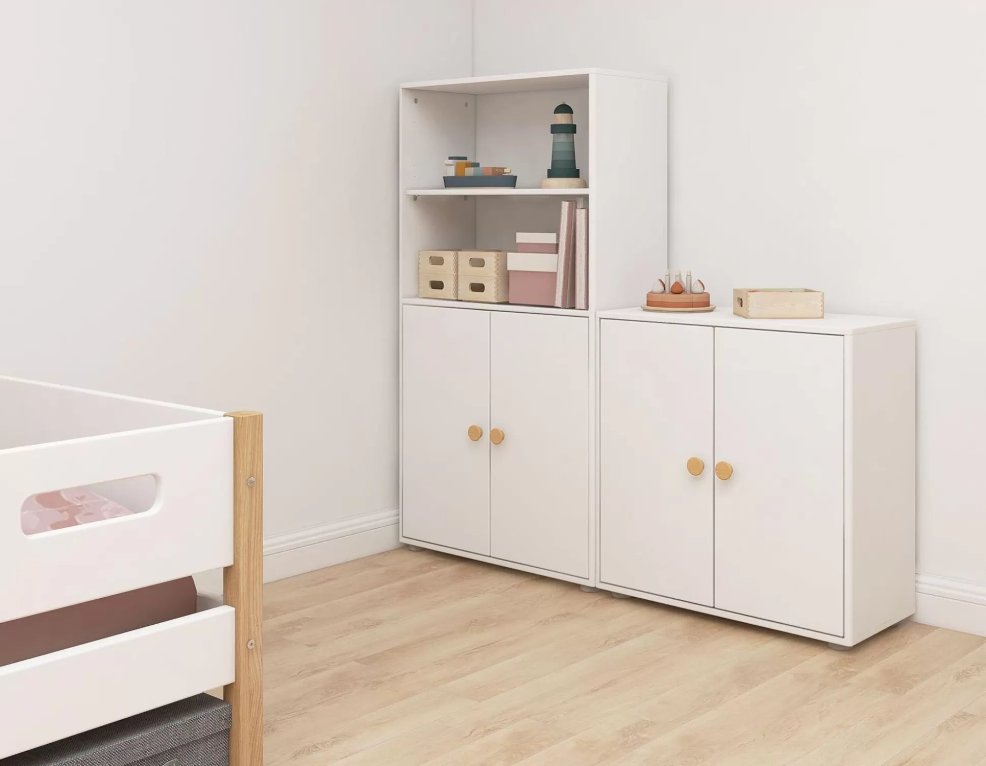 FLEXA Boekenkasten>Midi-Boekenkast, 2 Deuren White/Oak