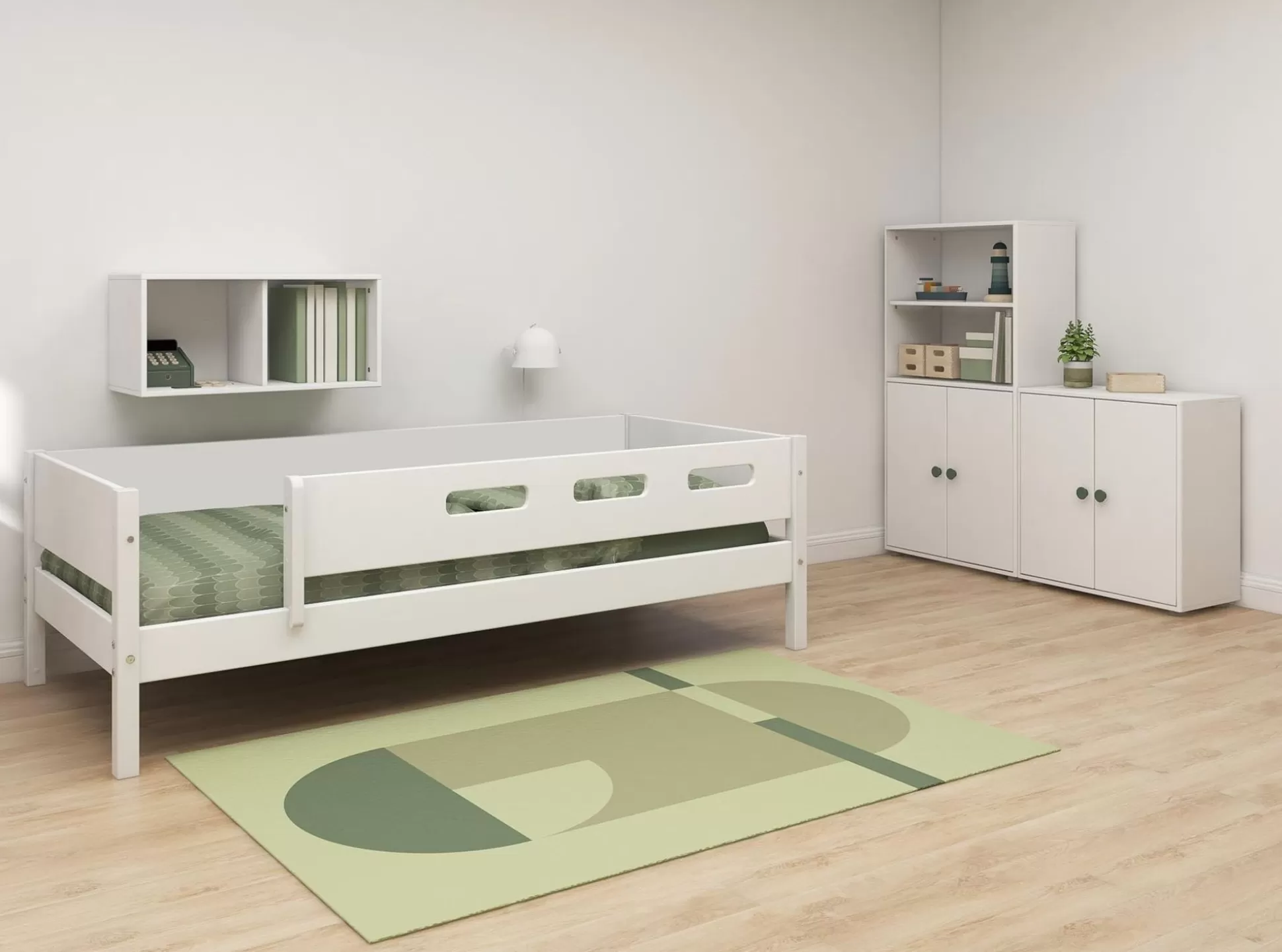 FLEXA Bedden Met Onderschuifbed>Midi-Boekenkast, 2 Deuren White/Deep Green