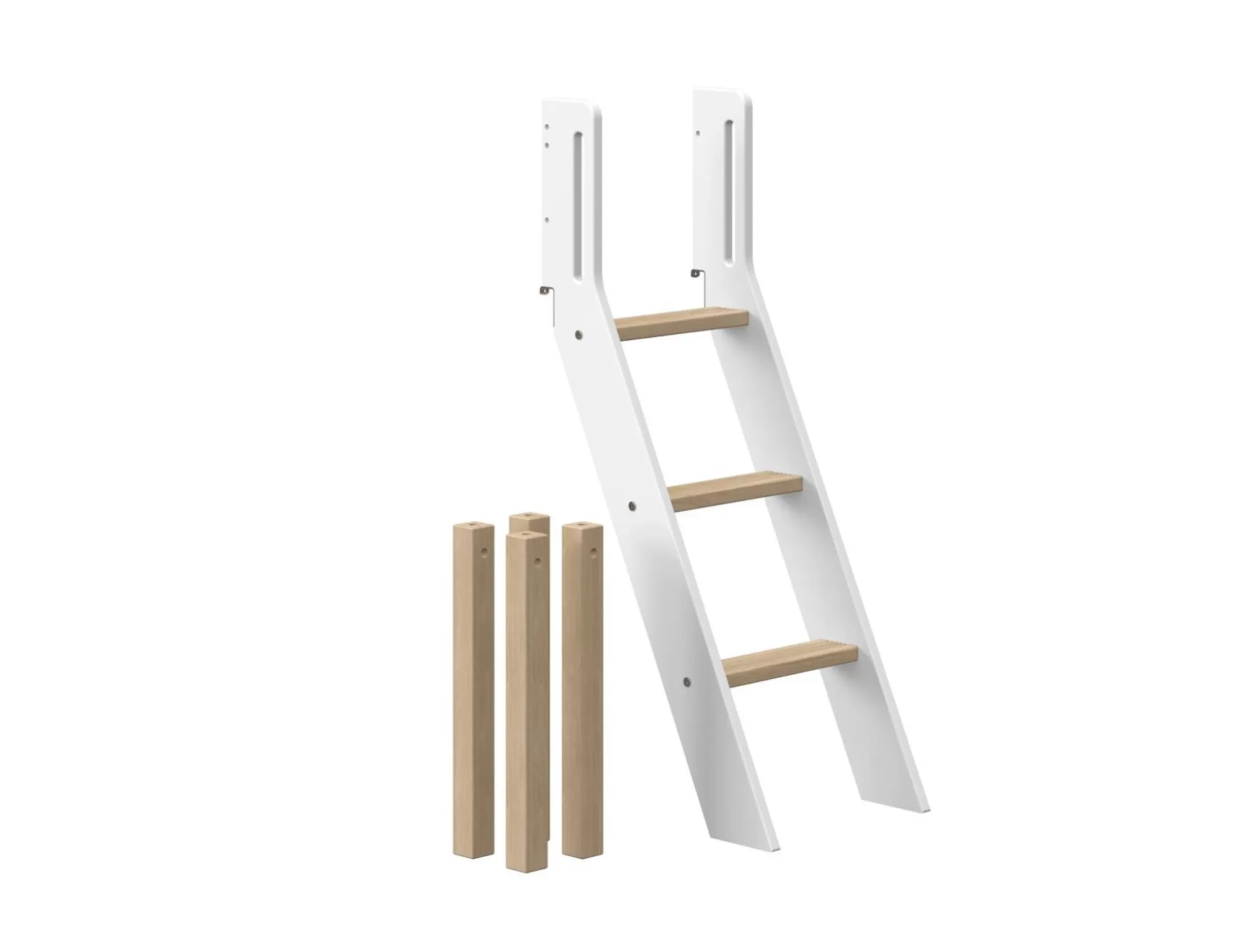 FLEXA Onderdelen En Beslag>Nor - Schuine Ladder En Middenstukken Voor Halfhoogslaper White/Oak