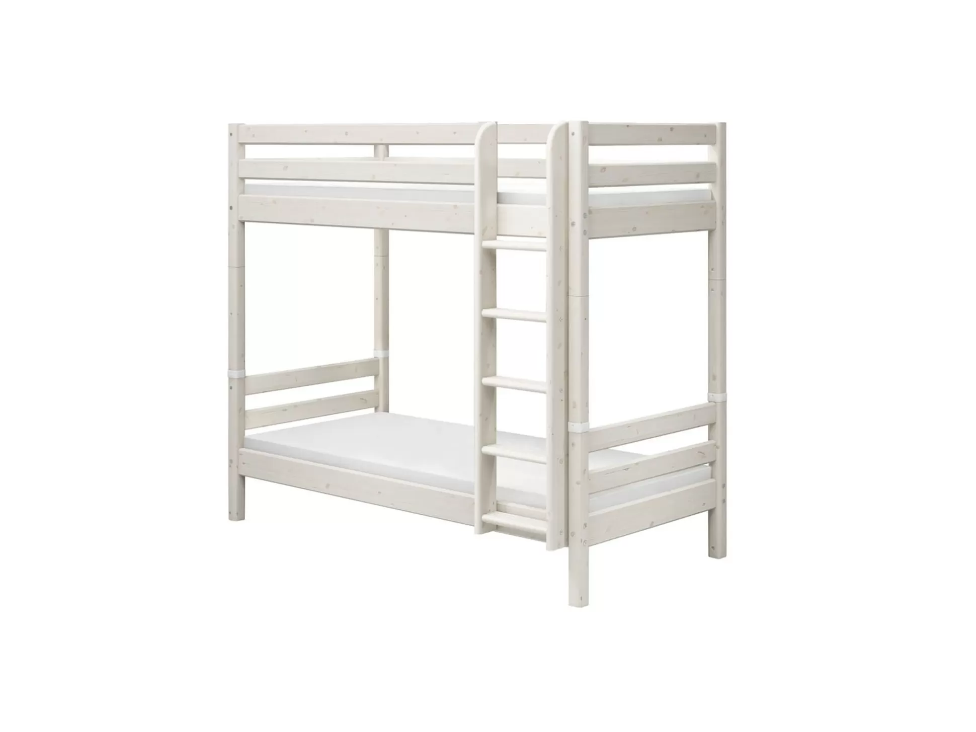 FLEXA Stapelbedden>Stapelbed Met Extra Hoogte En Rechte Ladder White Washed Pine