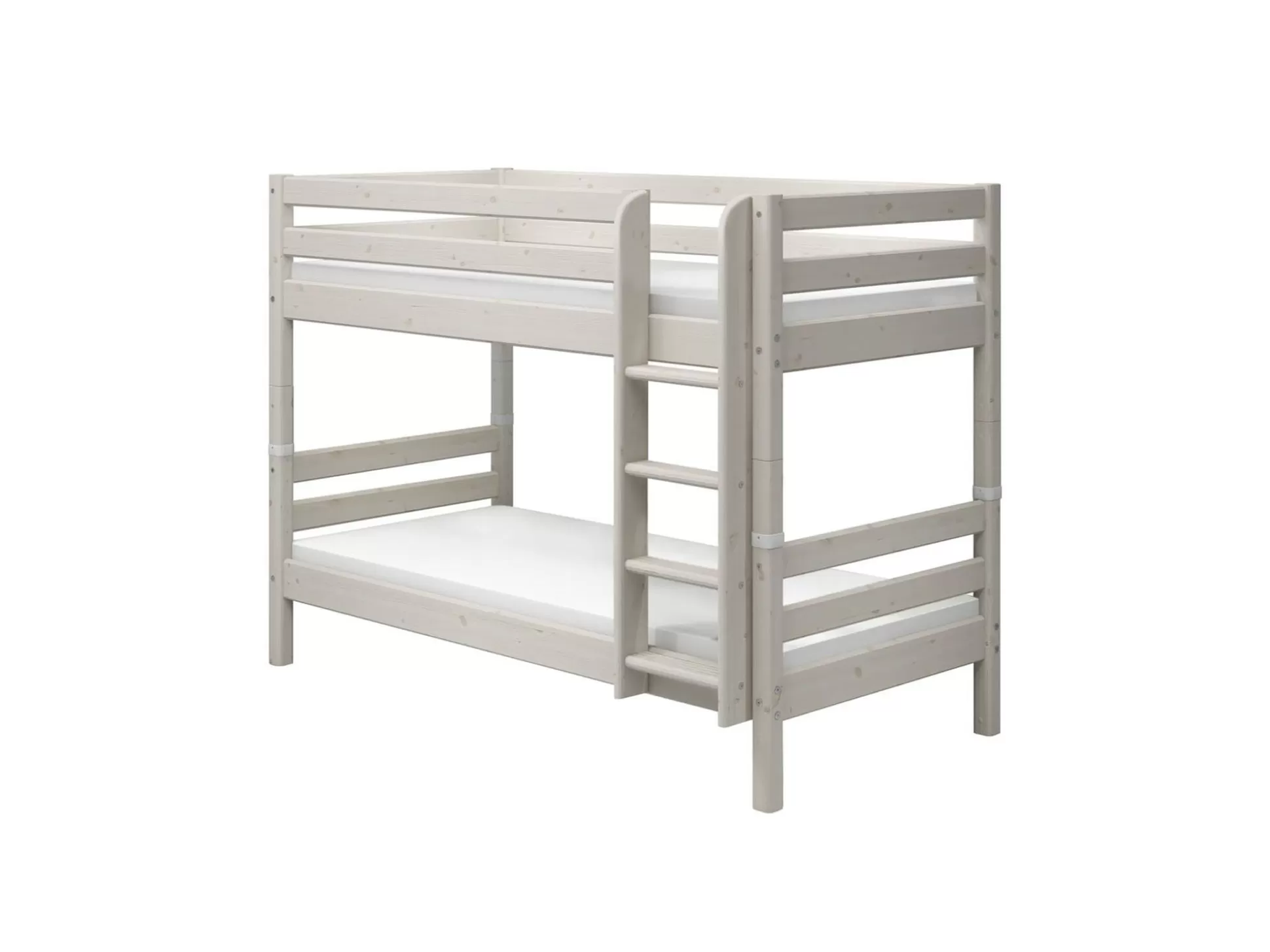 FLEXA Stapelbedden>Stapelbed Met Rechte Ladder White Washed Pine