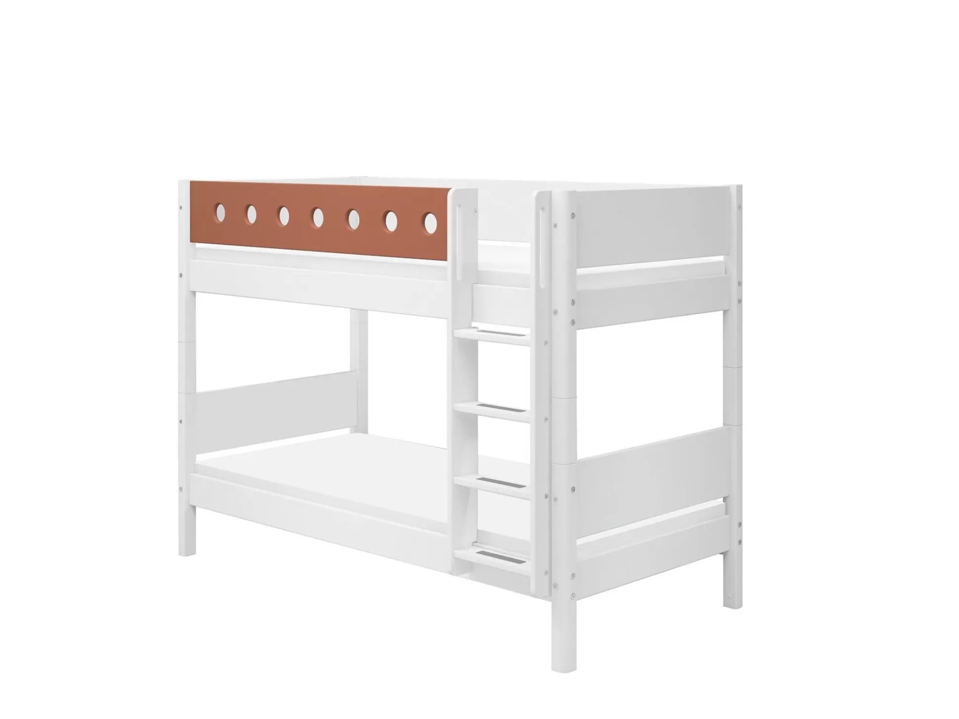 FLEXA Stapelbedden>Stapelbed Met Rechte Ladder White/Blush