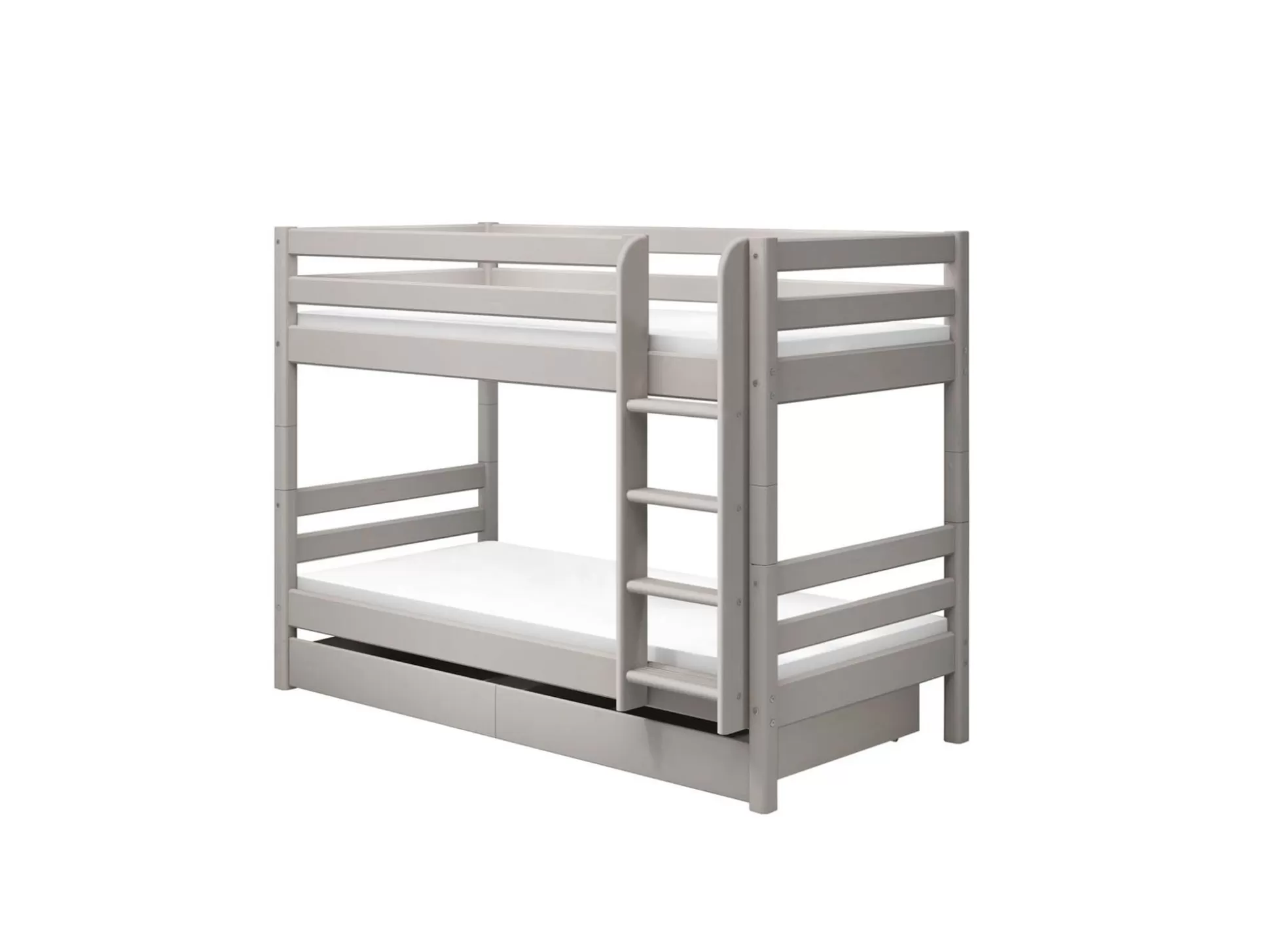 FLEXA Bedden Met Lades>Stapelbed Met Rechte Ladder Grey Washed Pine