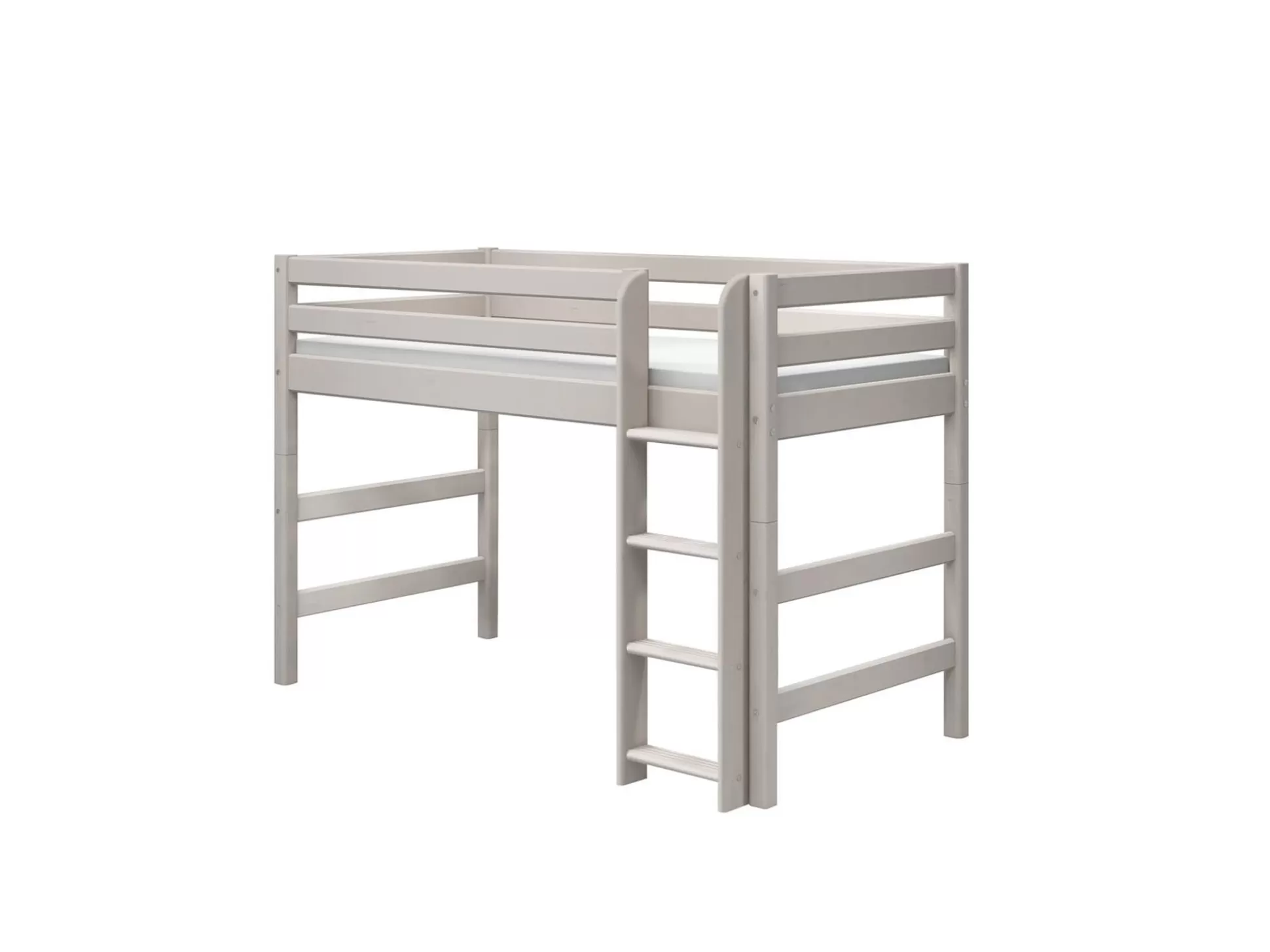 FLEXA Verhoogde Halfhoogslapers>Verhoogde Halfhoogslaper M. Rechte Ladder Grey Washed Pine