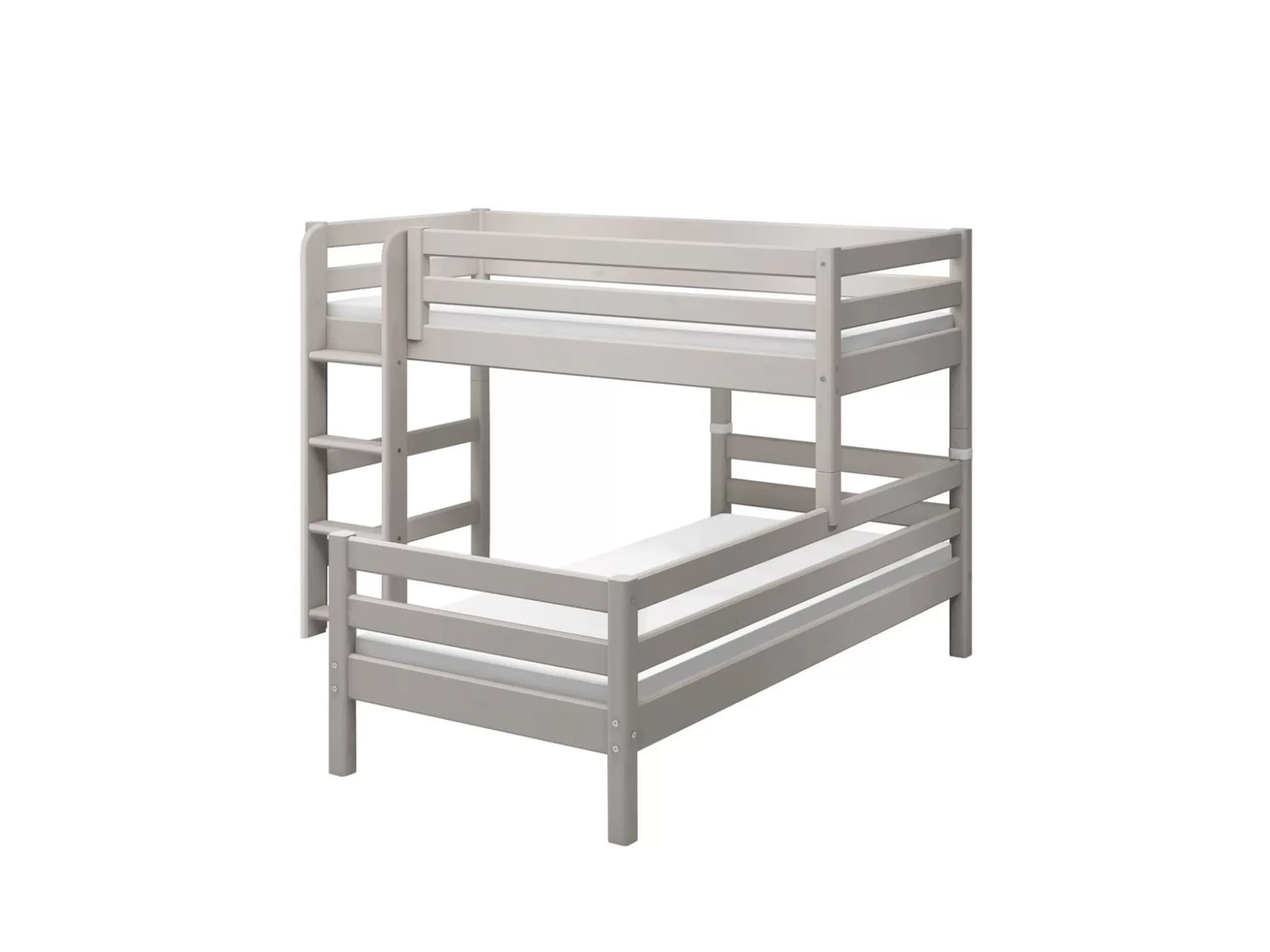 FLEXA Verhoogde Halfhoogslapers>Verhoogde Halfhoogslaper M. Rechte Ladder Grey Washed Pine